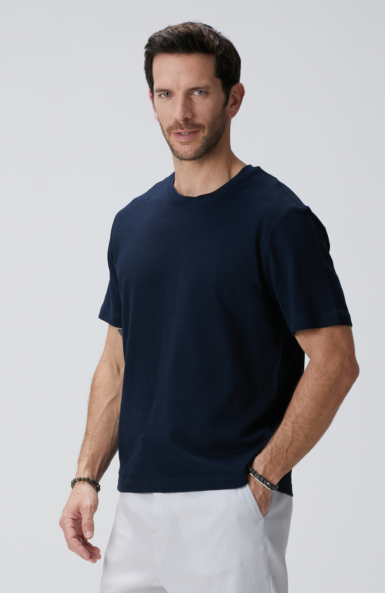 Lacivert Jakarlı T-shirt