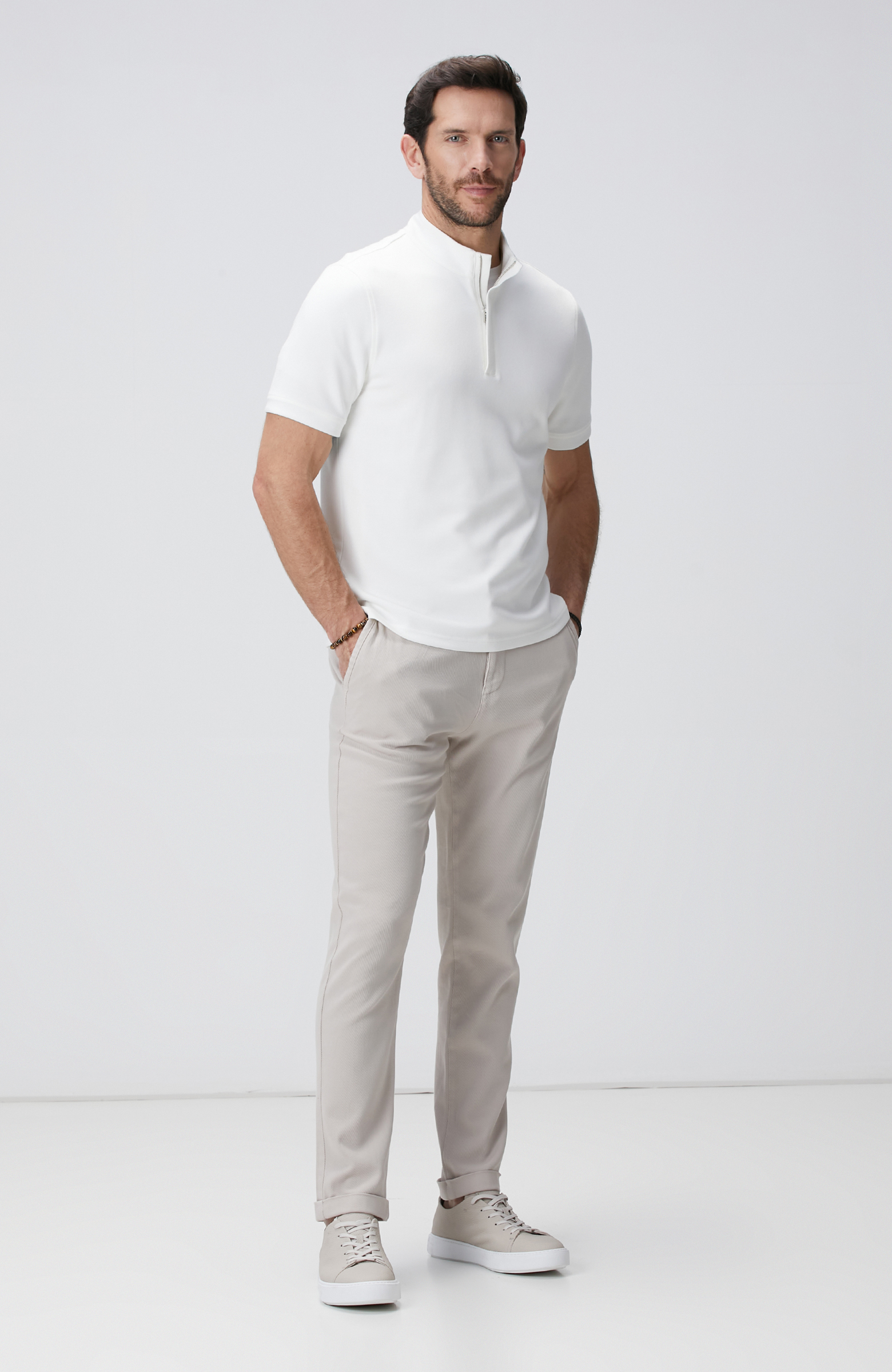 Kırık Beyaz Kısa Kollu Sweatshirt