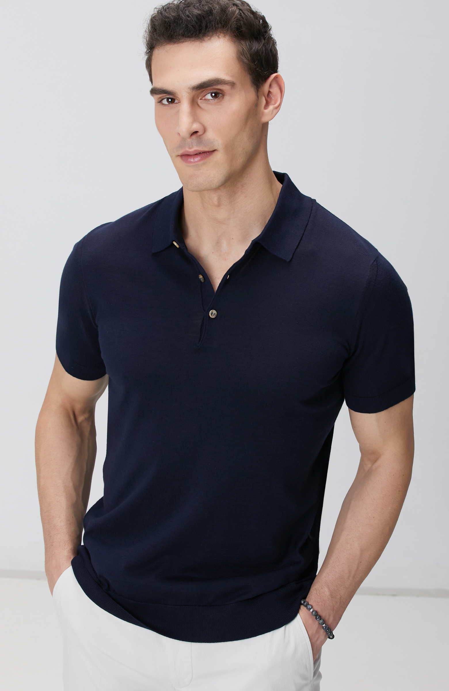 Lacivert Polo Yaka Triko Kazak