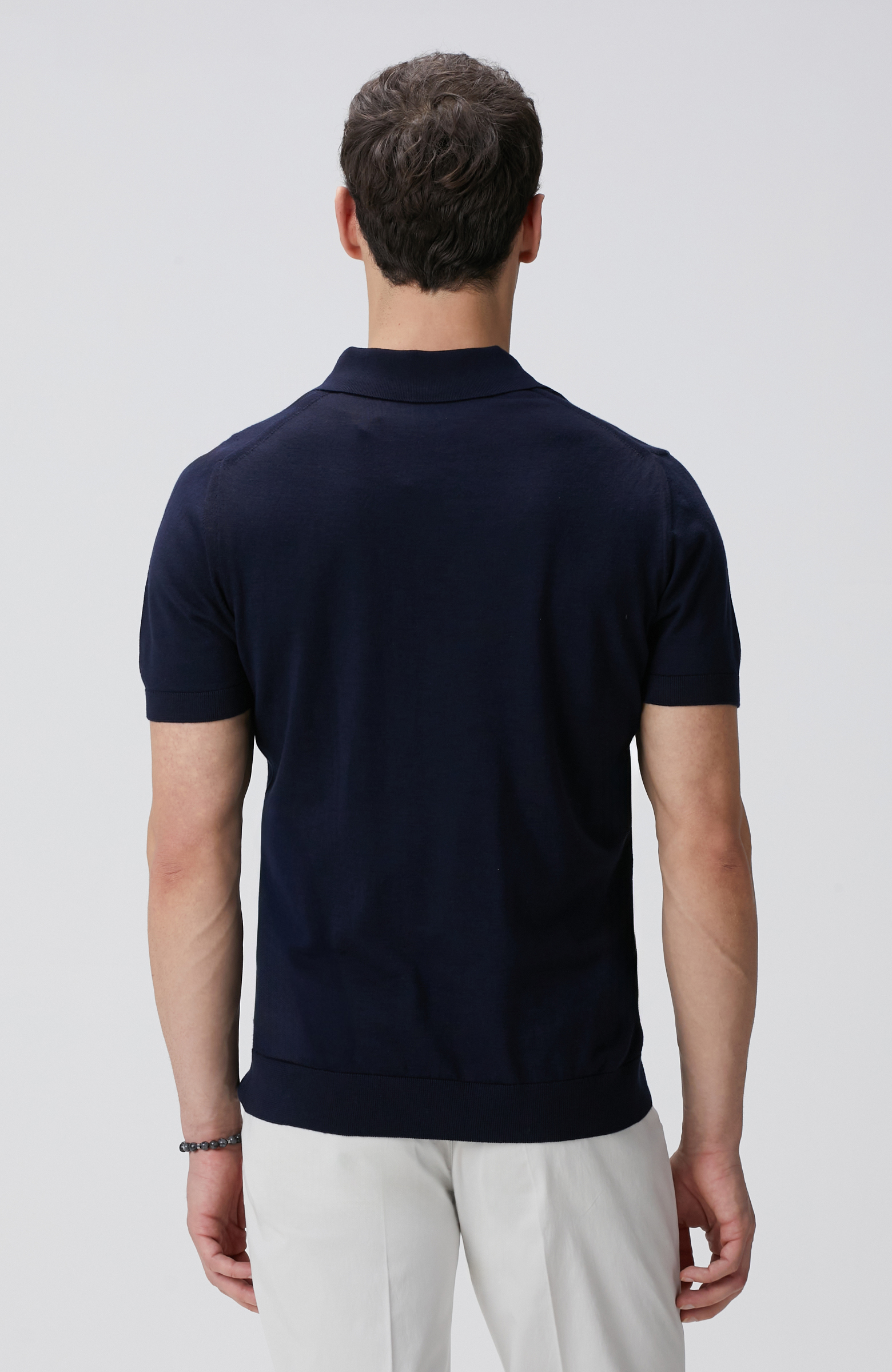 Lacivert Polo Yaka Triko Kazak