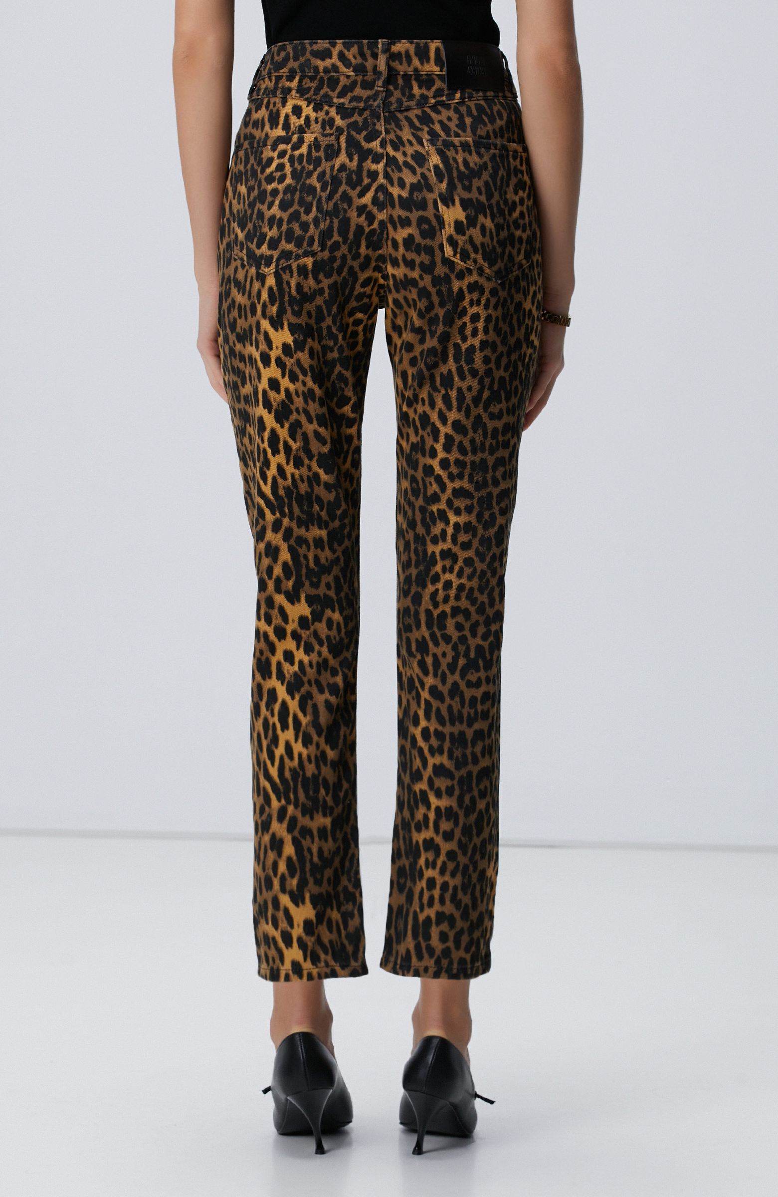 Straight Fit Desenli Denim Pantolon