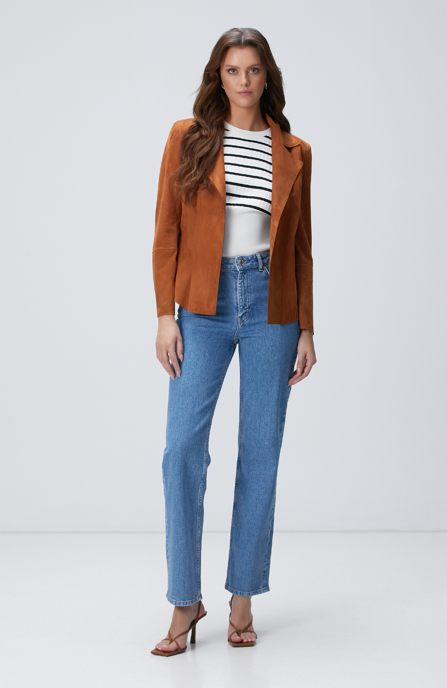 Camel Süet Deri Mont