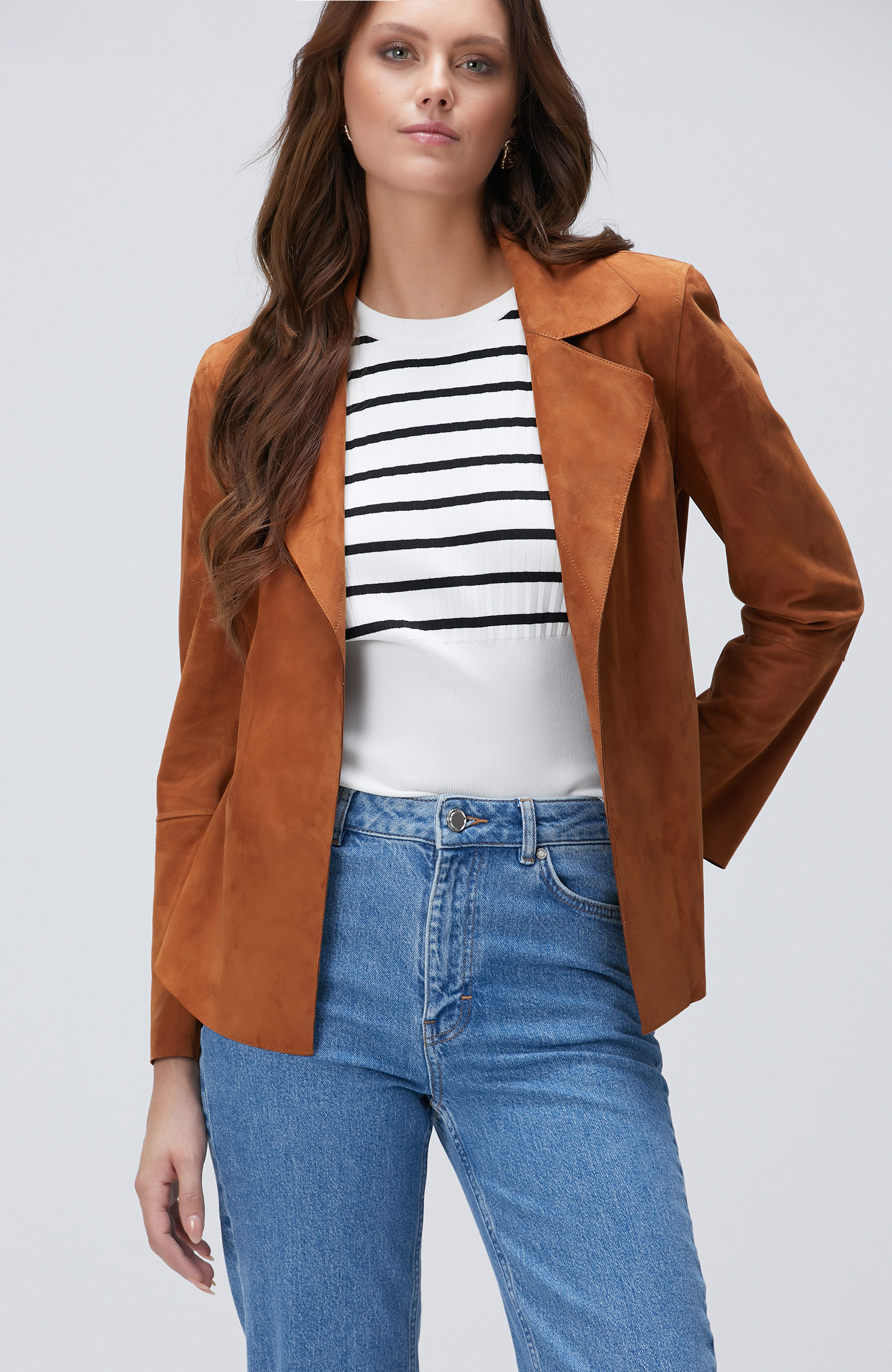 Camel Süet Deri Mont