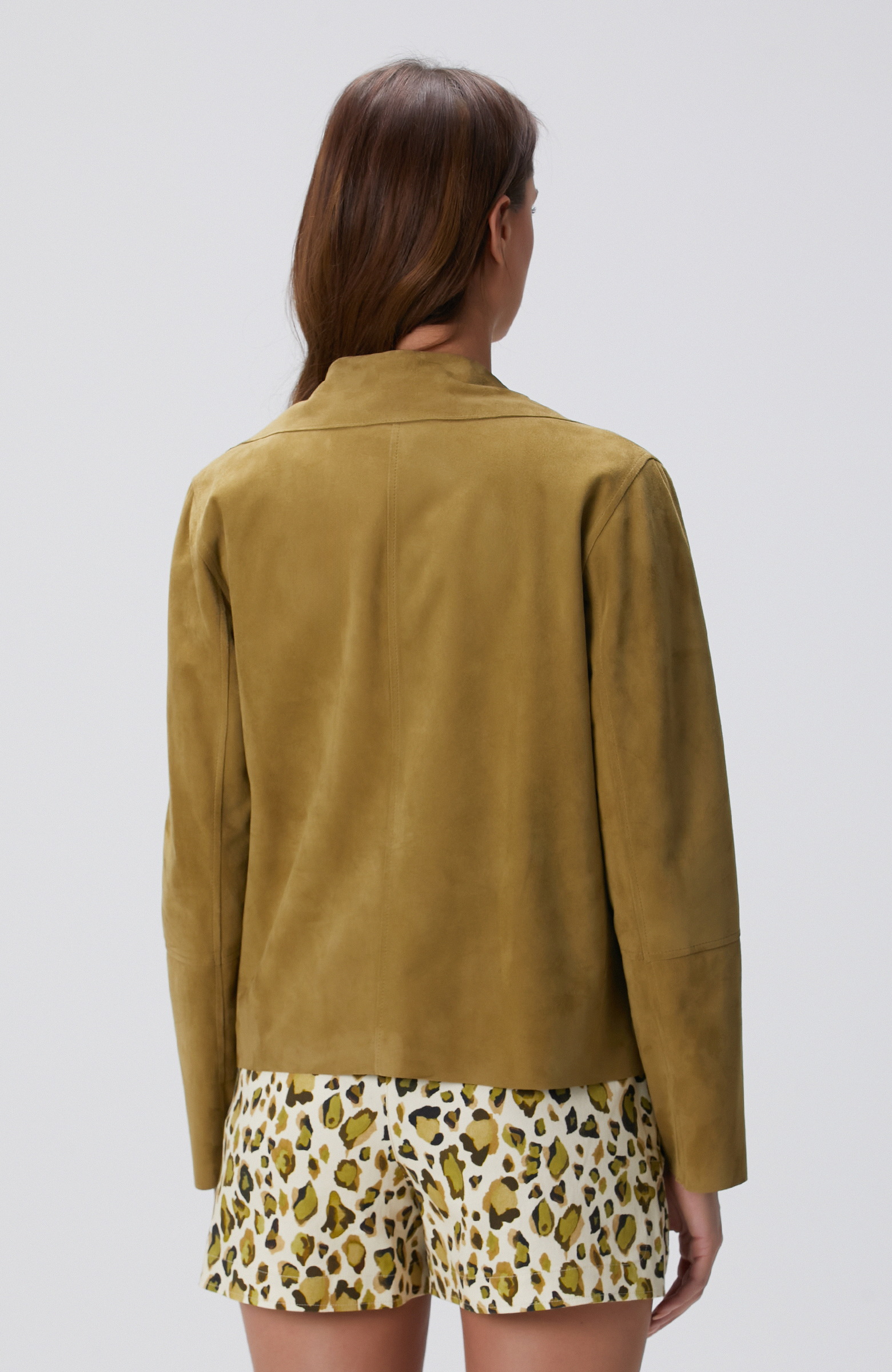 Haki Süet Deri Mont