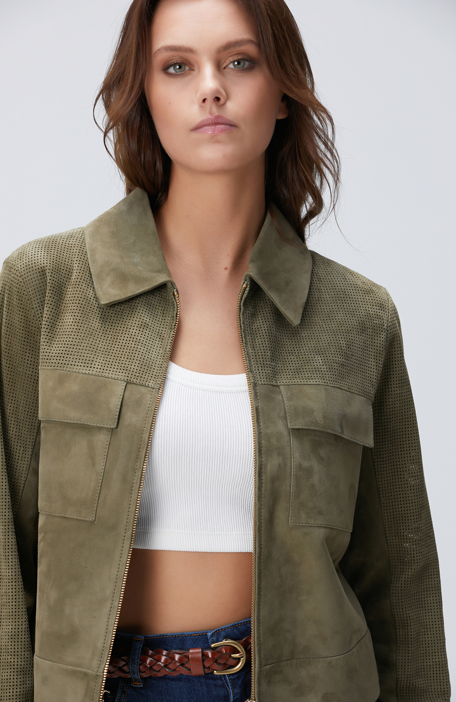 Haki Desenli Deri Mont