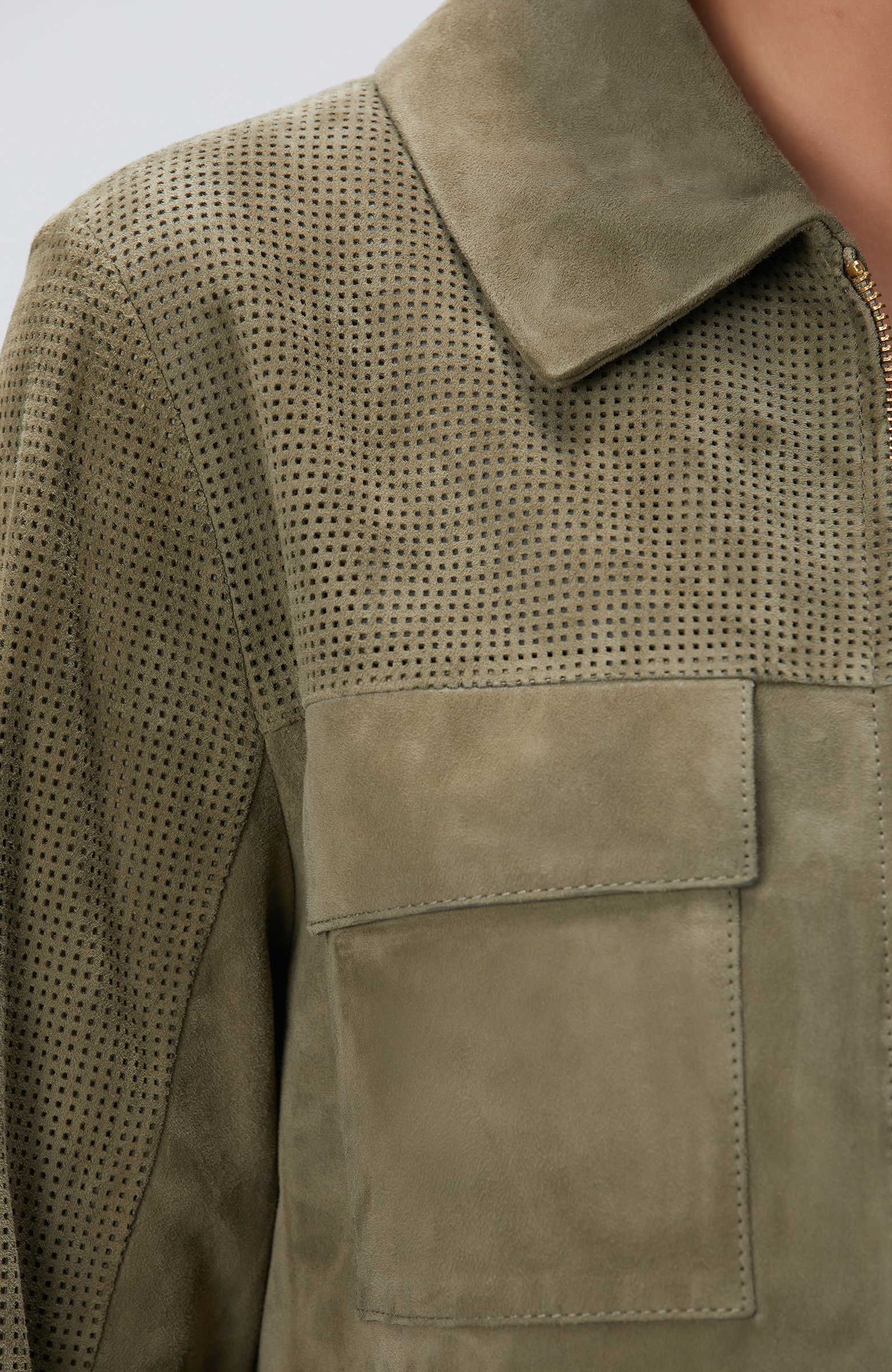 Haki Desenli Deri Mont