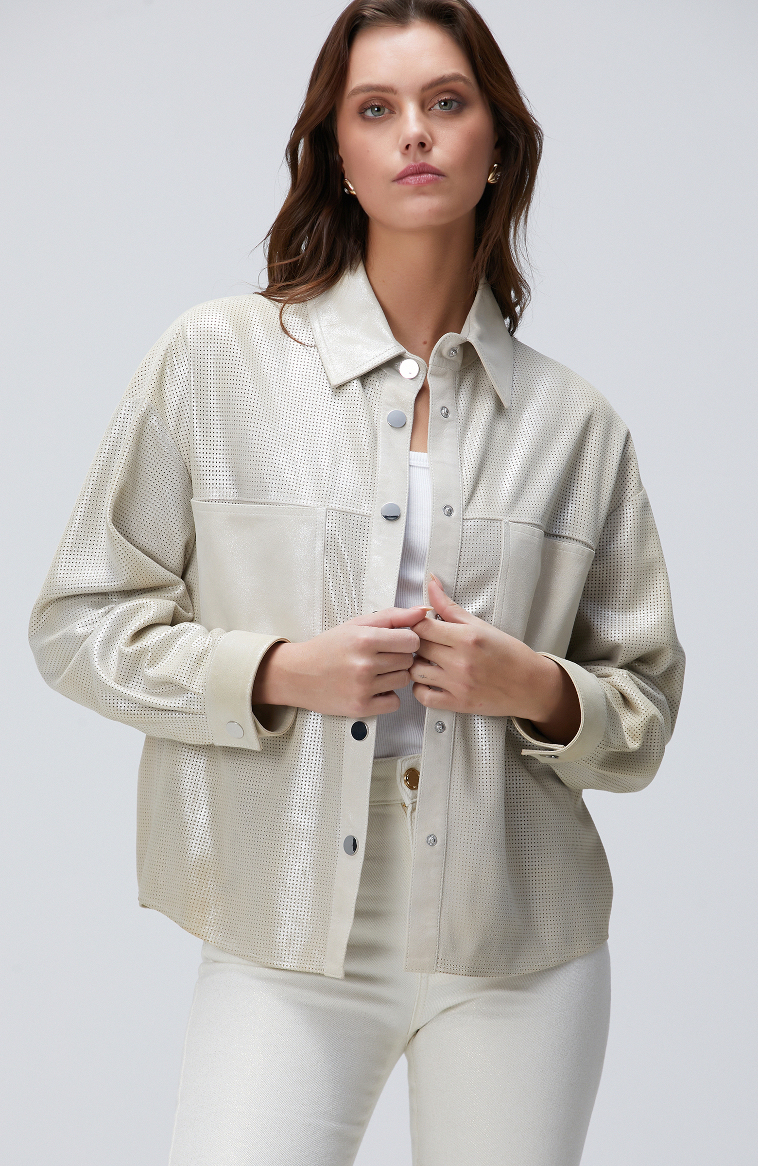 Taş Varaklı Deri Gömlek