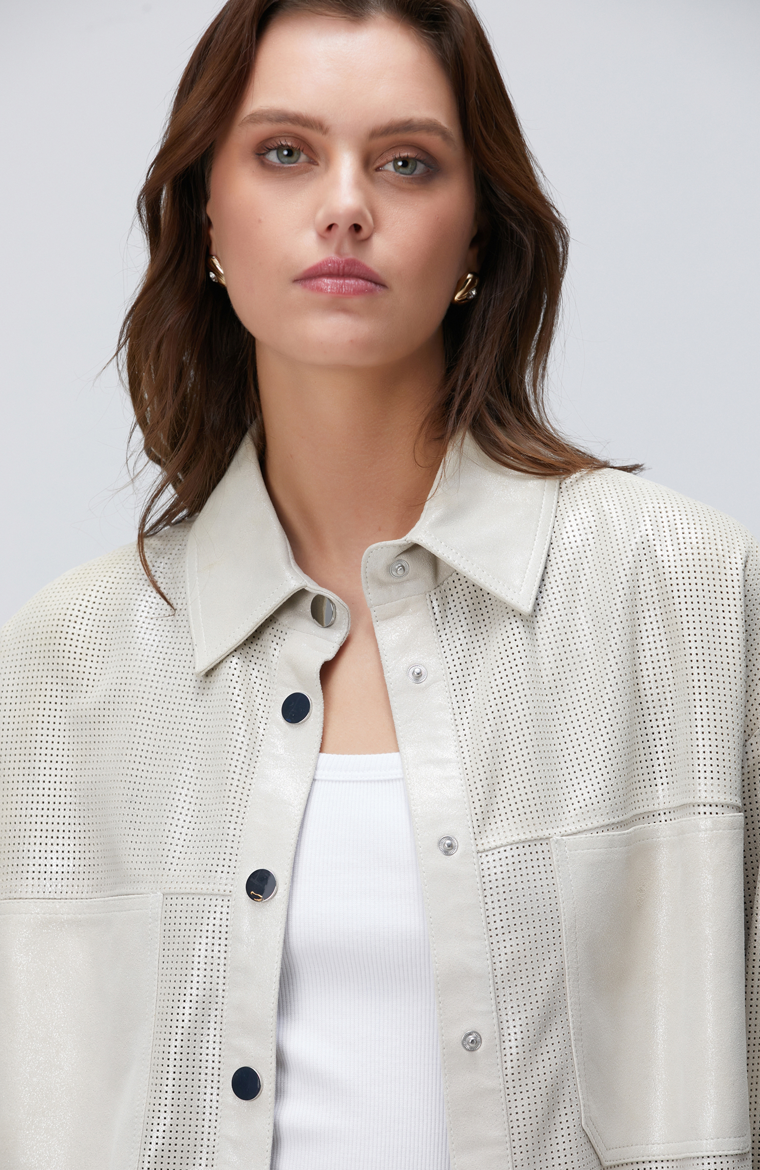 Taş Varaklı Deri Gömlek