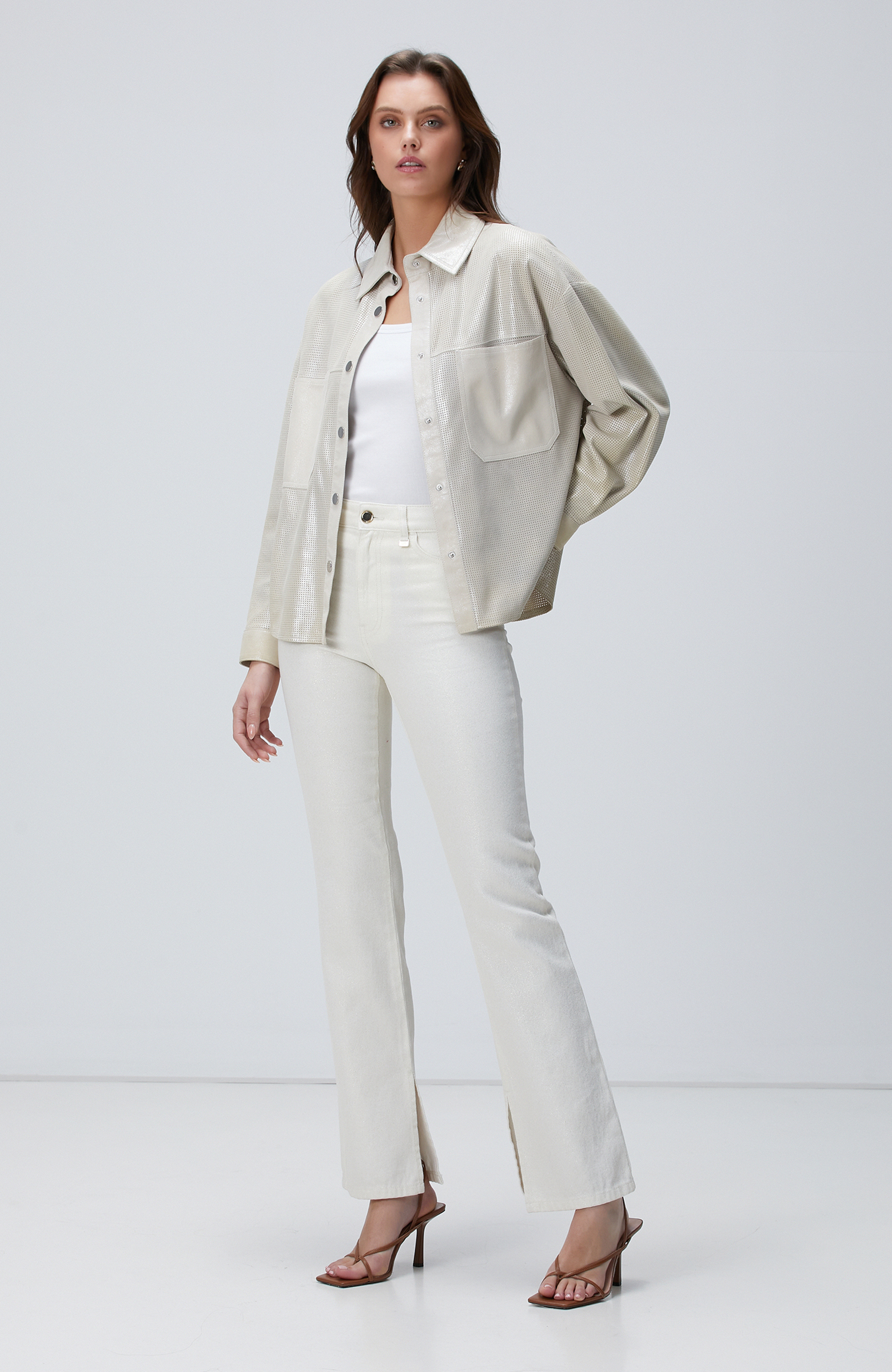 Taş Varaklı Deri Gömlek