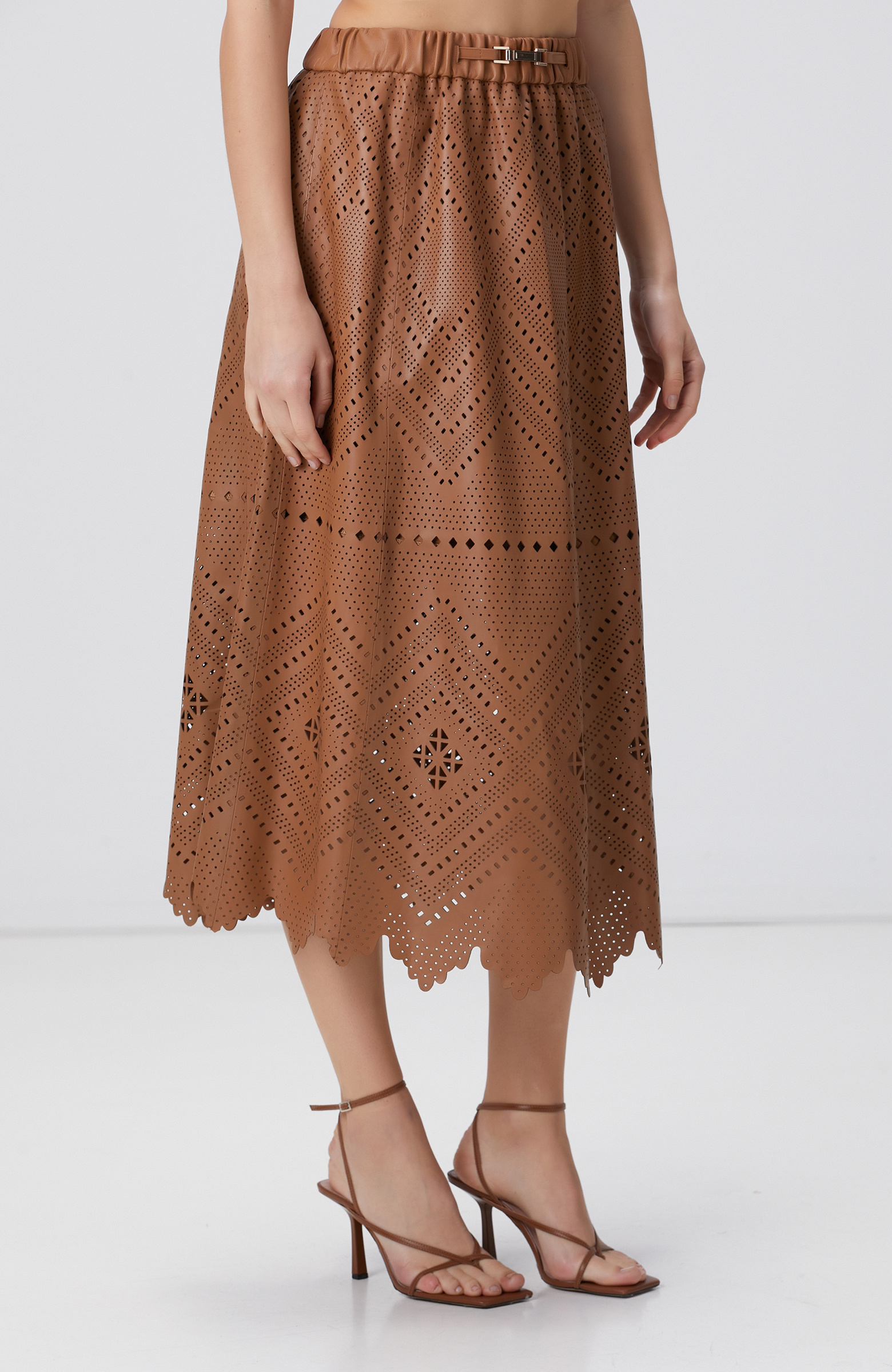 Limited Camel Deri Etek