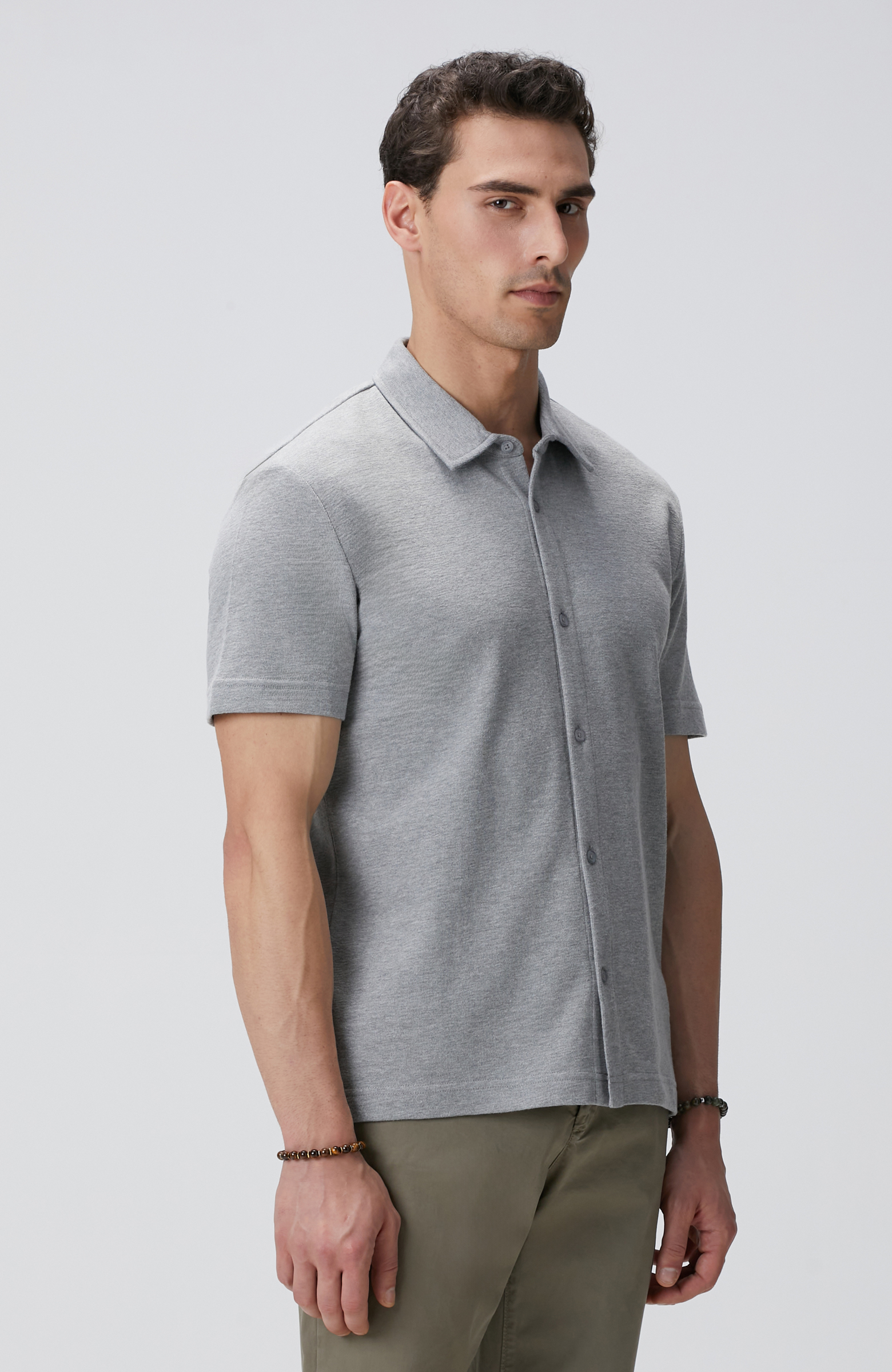 Gri Melanj Jakarlı Gömlek