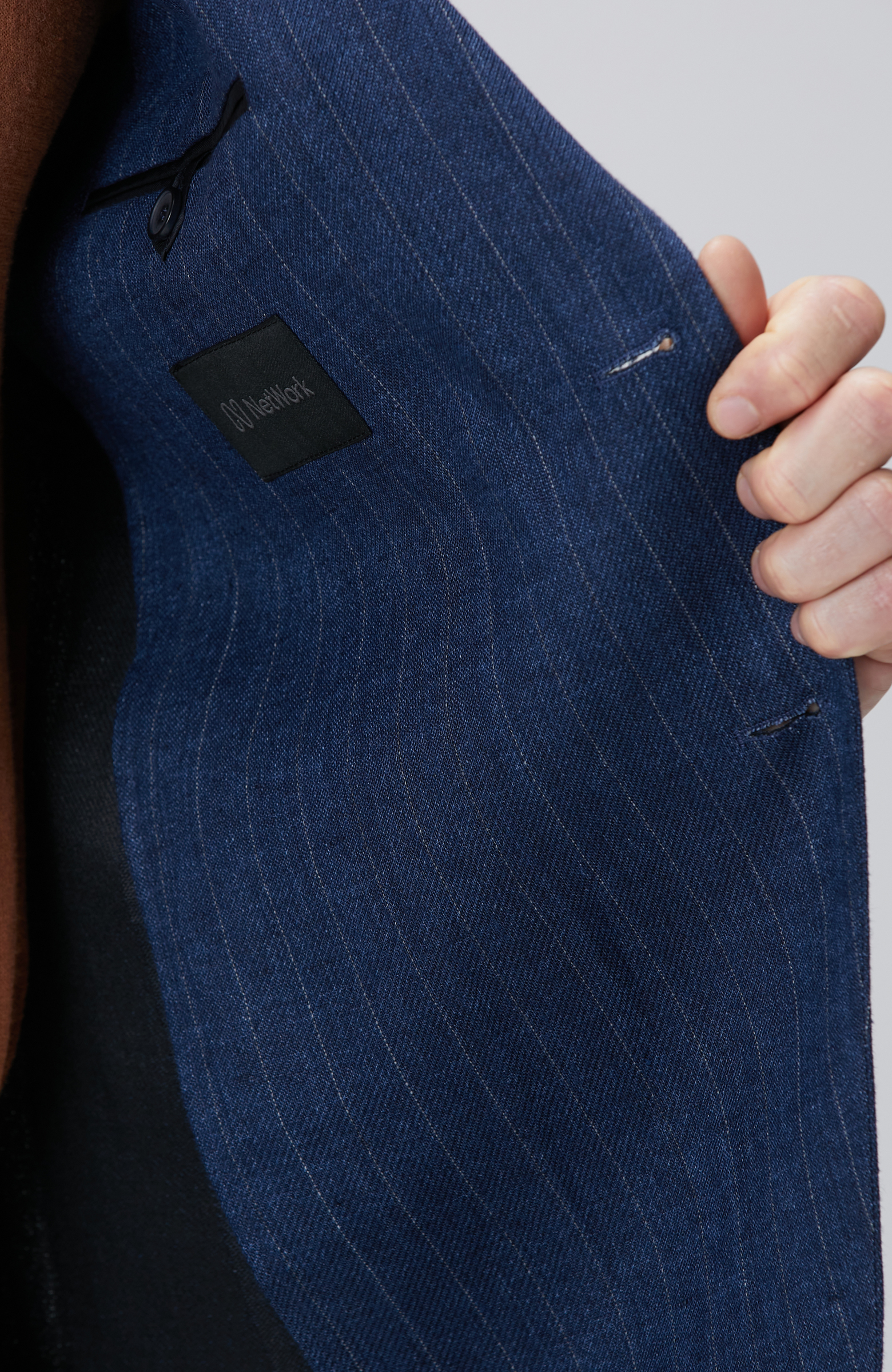 Lacivert Keten Karışımlı Ceket