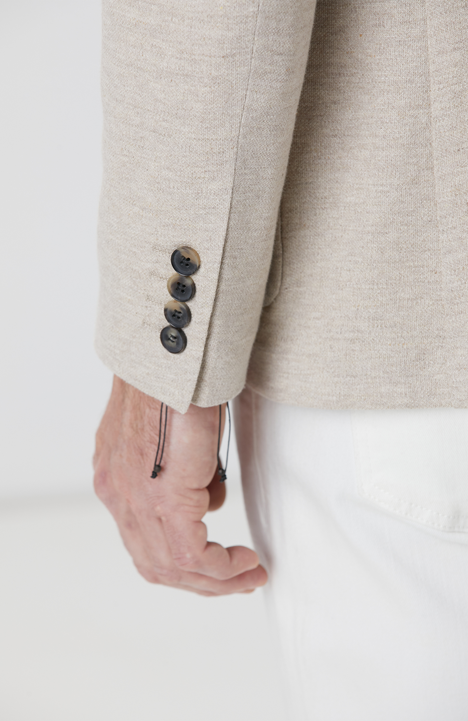 Bej Keten Karışımlı Örme Ceket