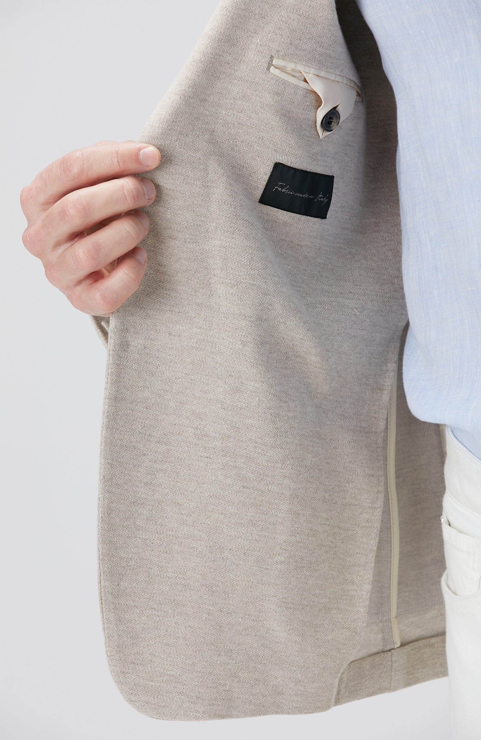 Bej Keten Karışımlı Örme Ceket