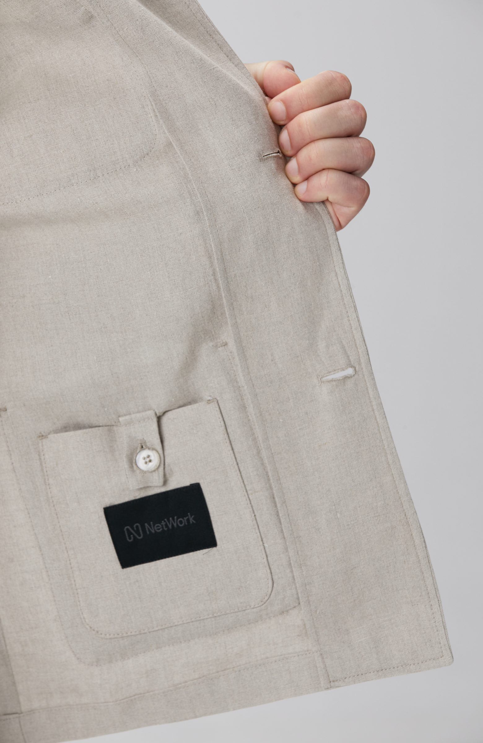 Naturel Keten Karışımlı Ceket