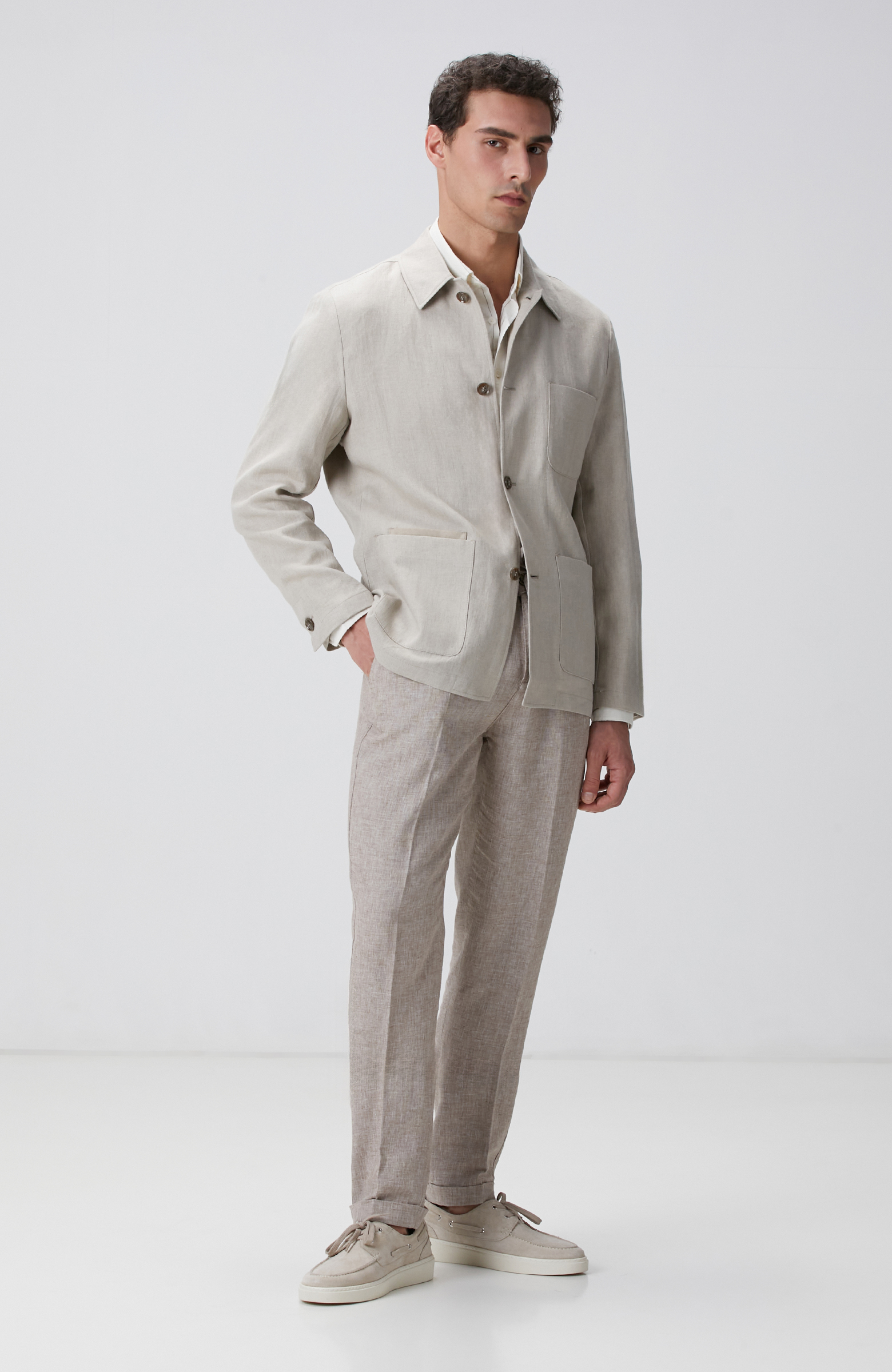 Naturel Keten Karışımlı Ceket