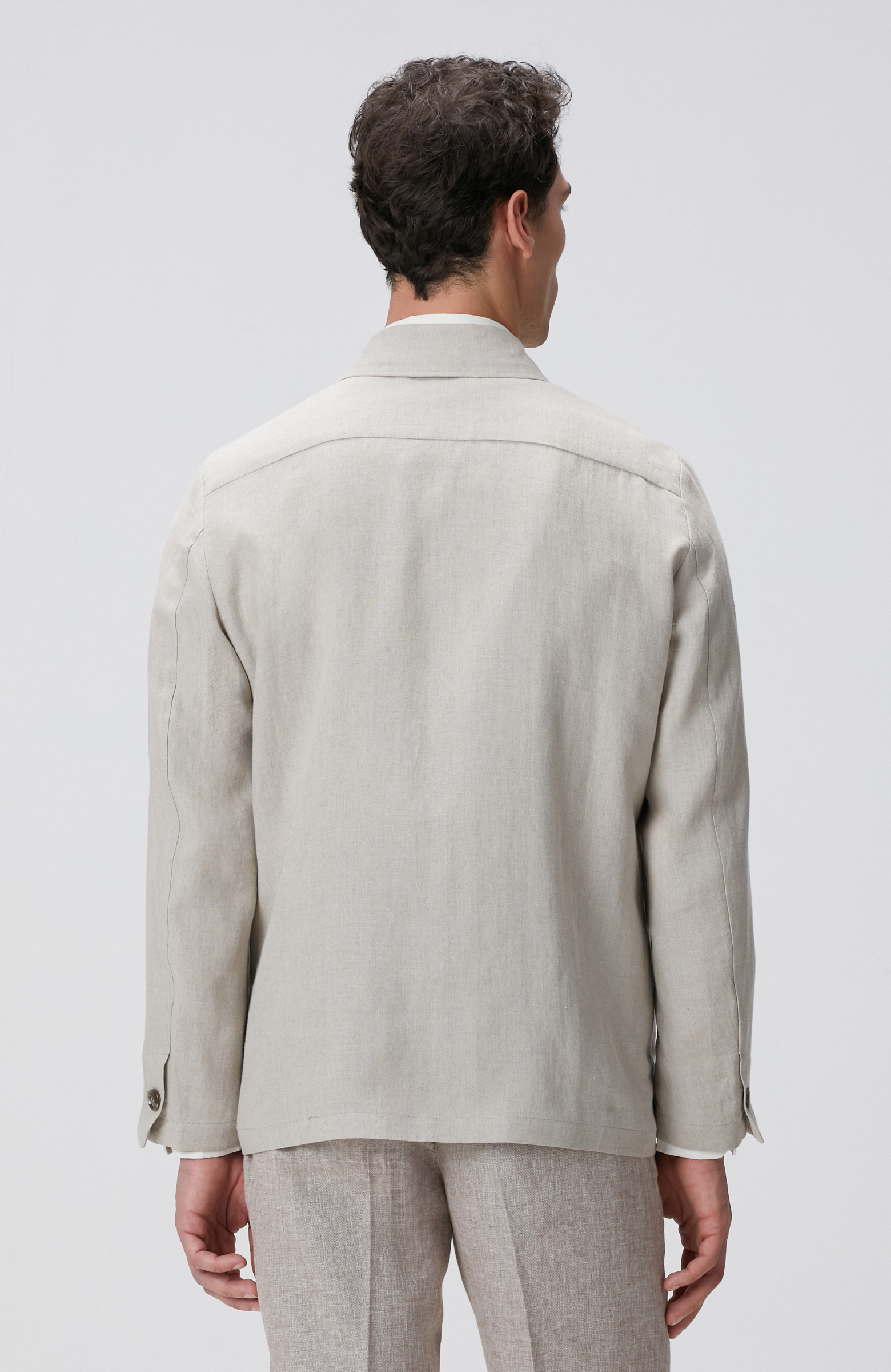 Naturel Keten Karışımlı Ceket