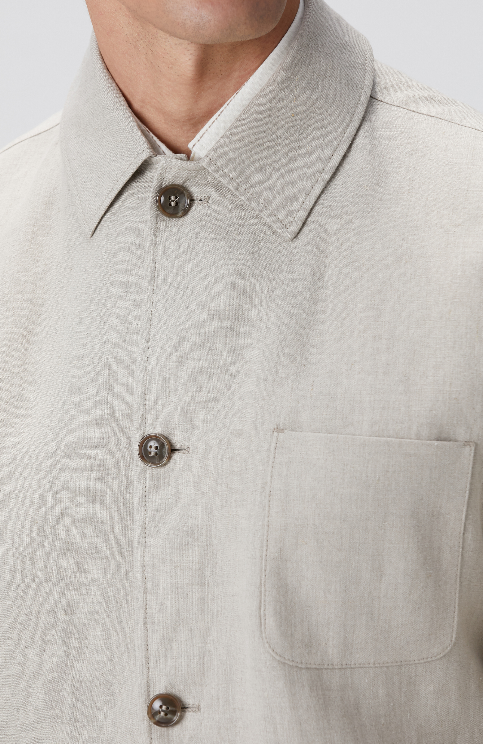 Naturel Keten Karışımlı Ceket