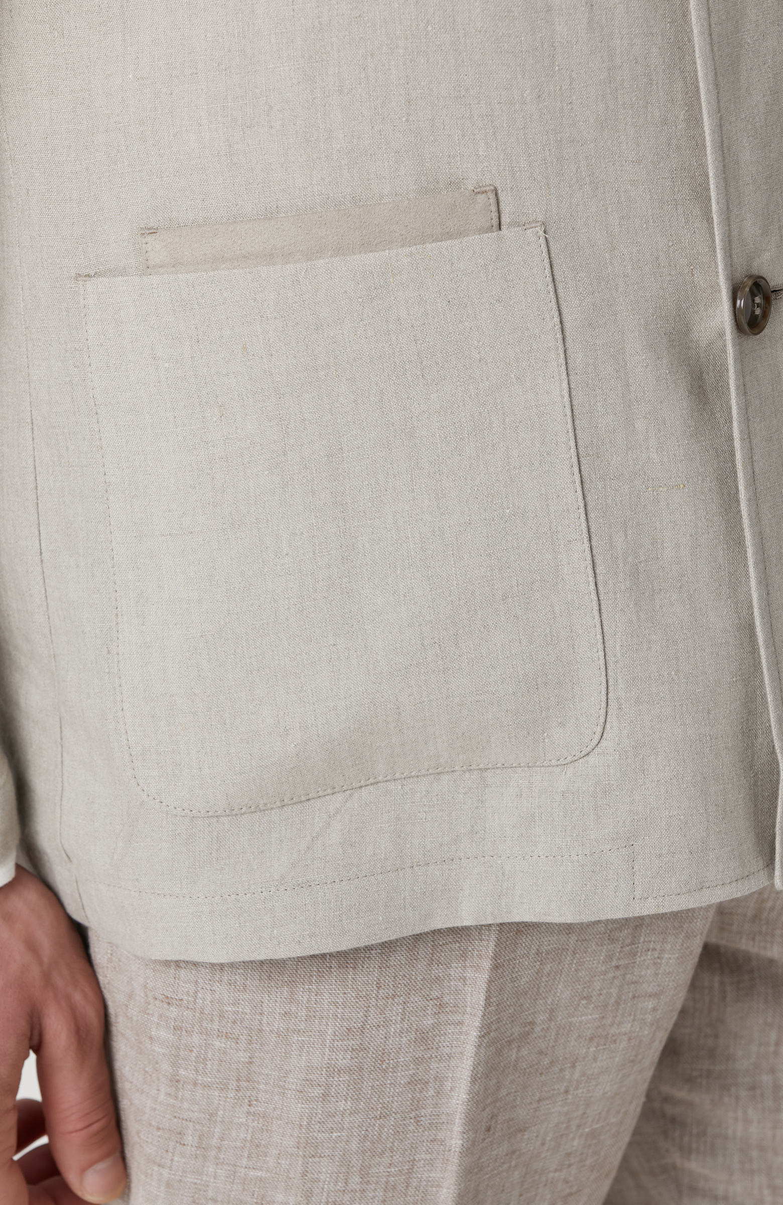 Naturel Keten Karışımlı Ceket