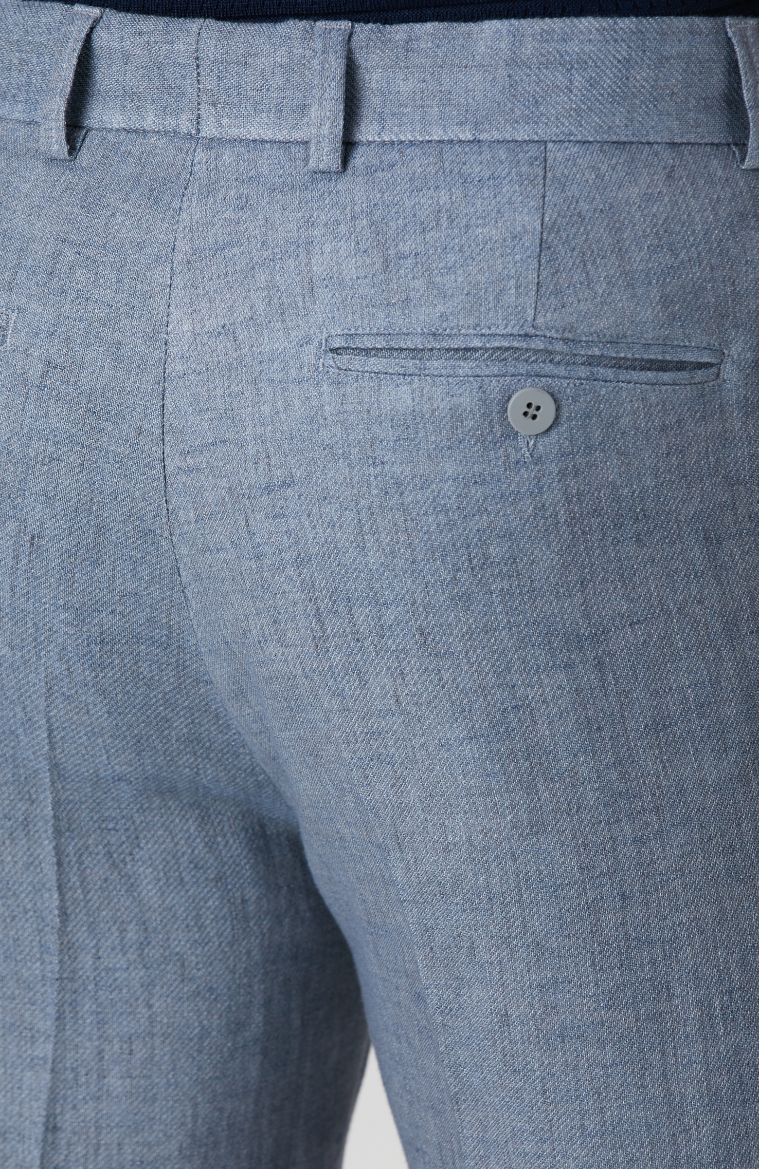 Mavi Keten Karışımlı Pantolon