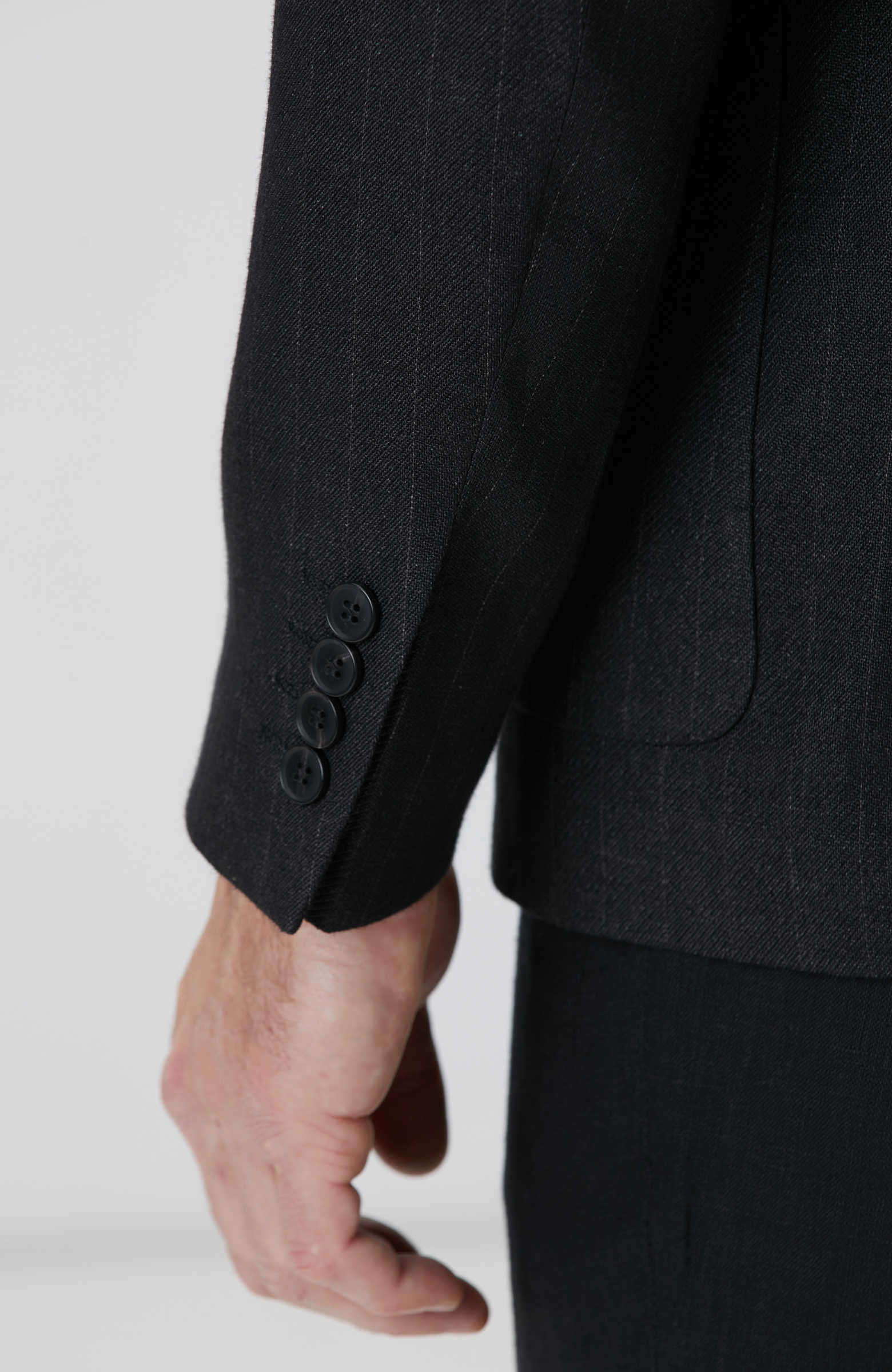 Siyah Keten Karışımlı Ceket