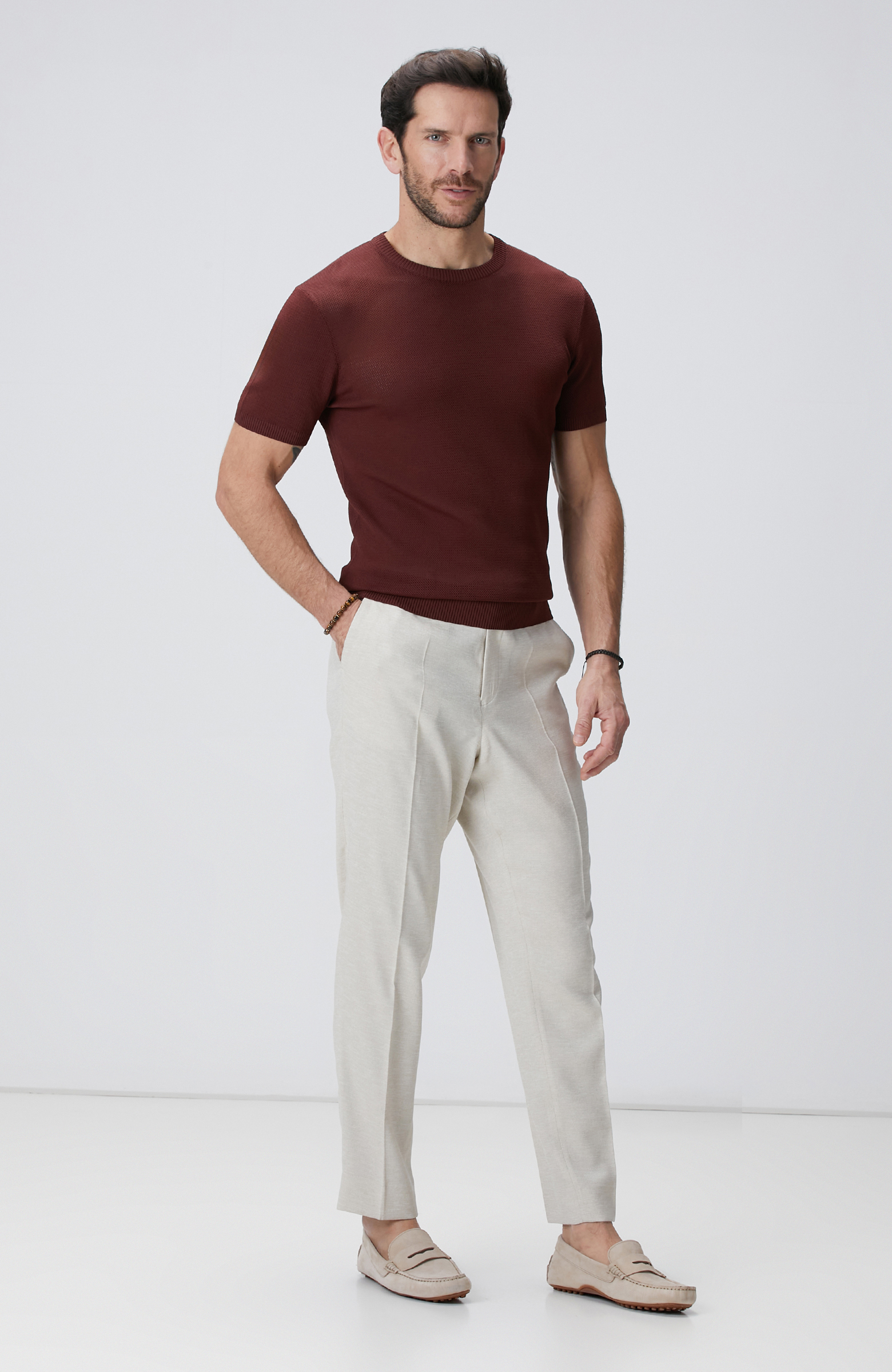 Naturel Armürlü Pantolon