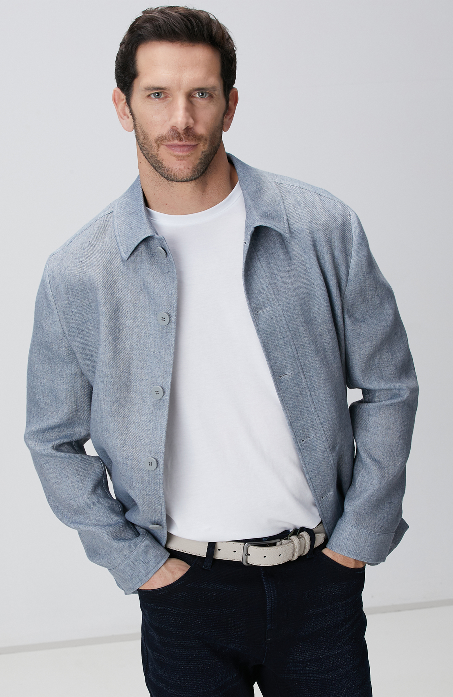 Mavi Keten Karışımlı Ceket