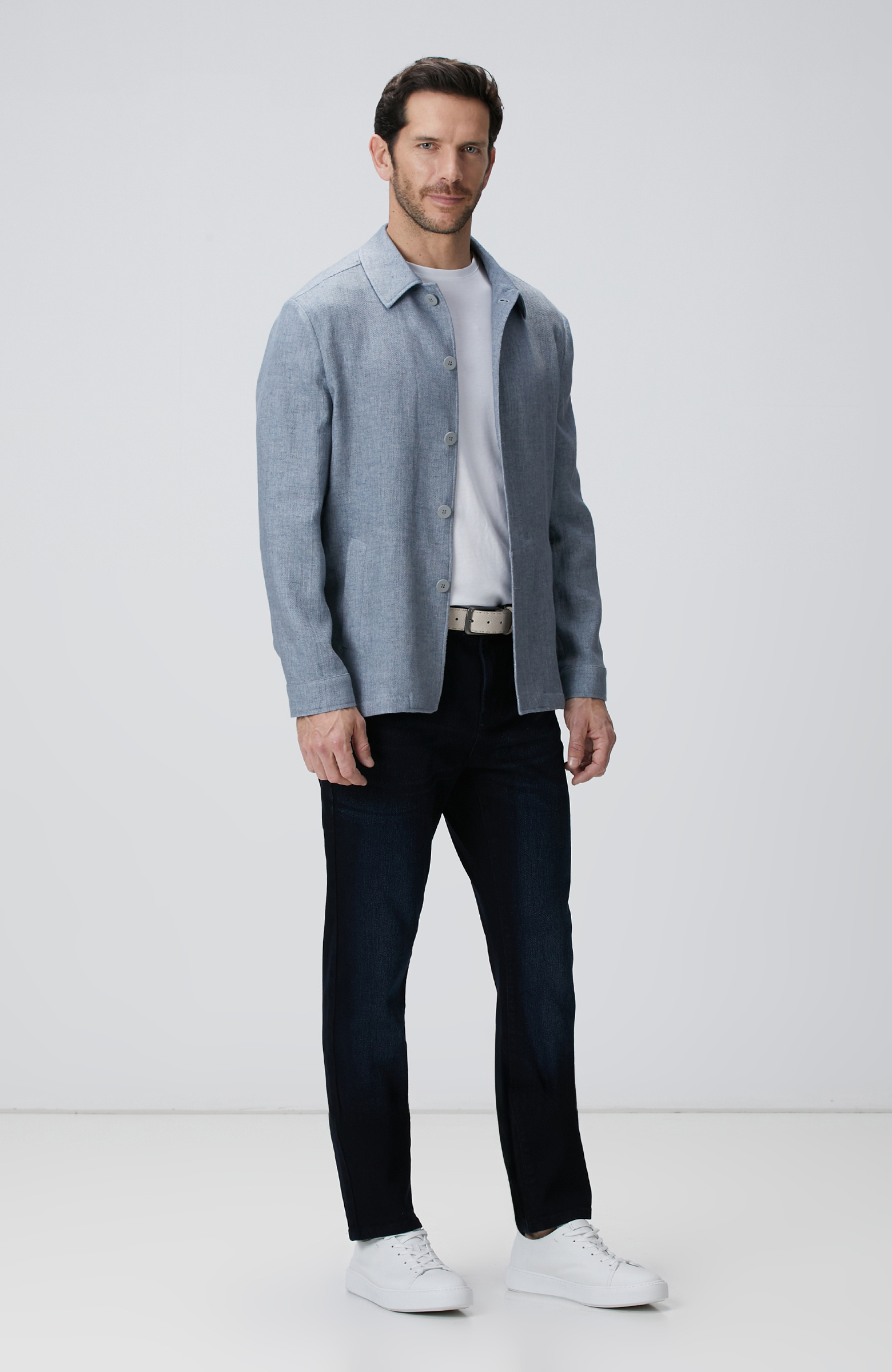 Mavi Keten Karışımlı Ceket