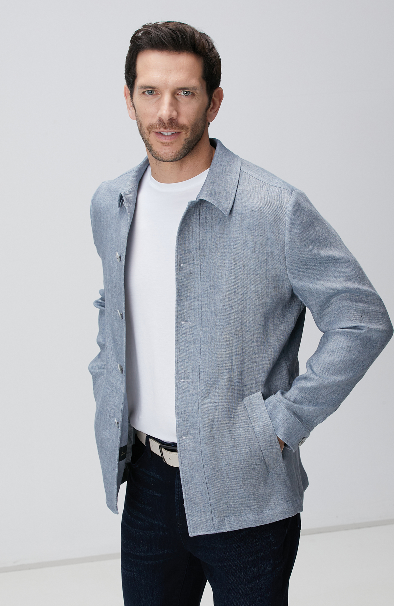 Mavi Keten Karışımlı Ceket