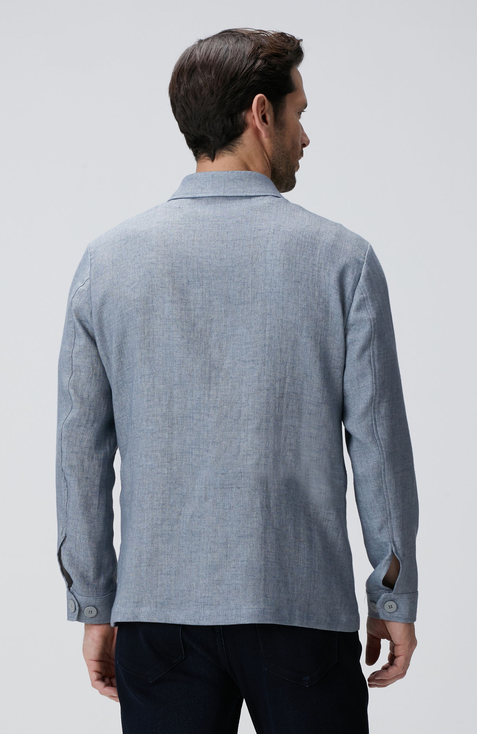 Mavi Keten Karışımlı Ceket