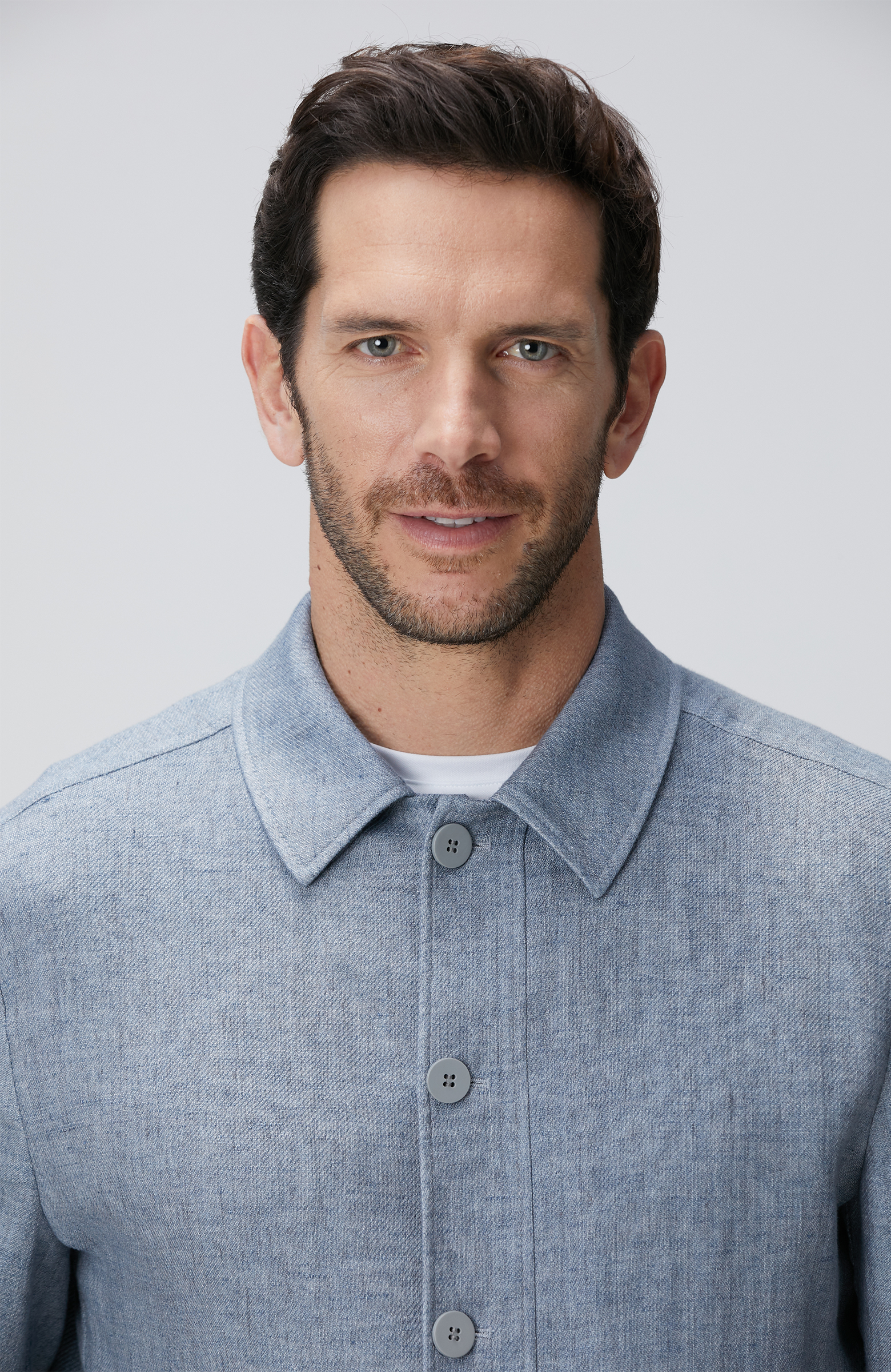 Mavi Keten Karışımlı Ceket