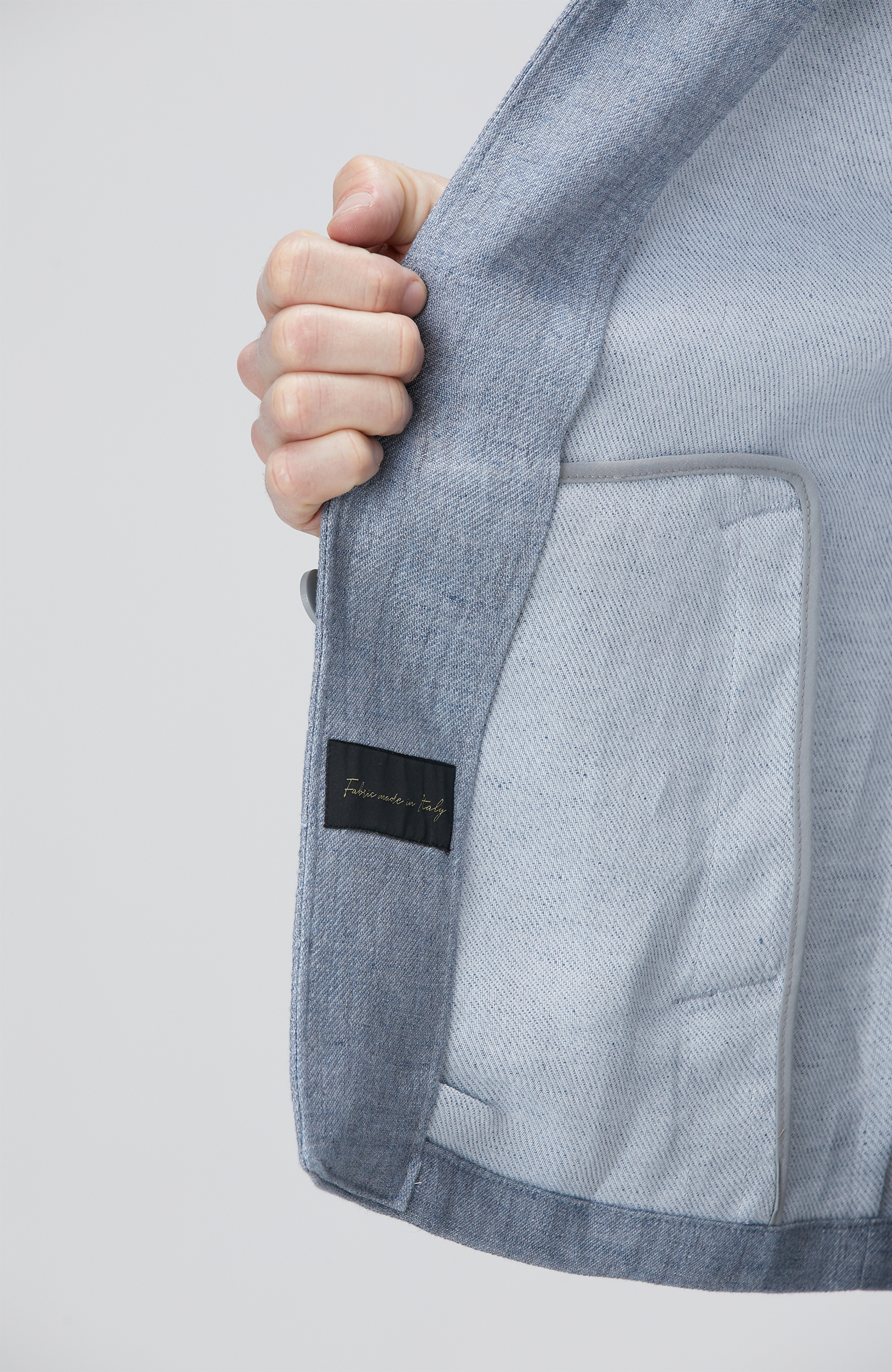 Mavi Keten Karışımlı Ceket