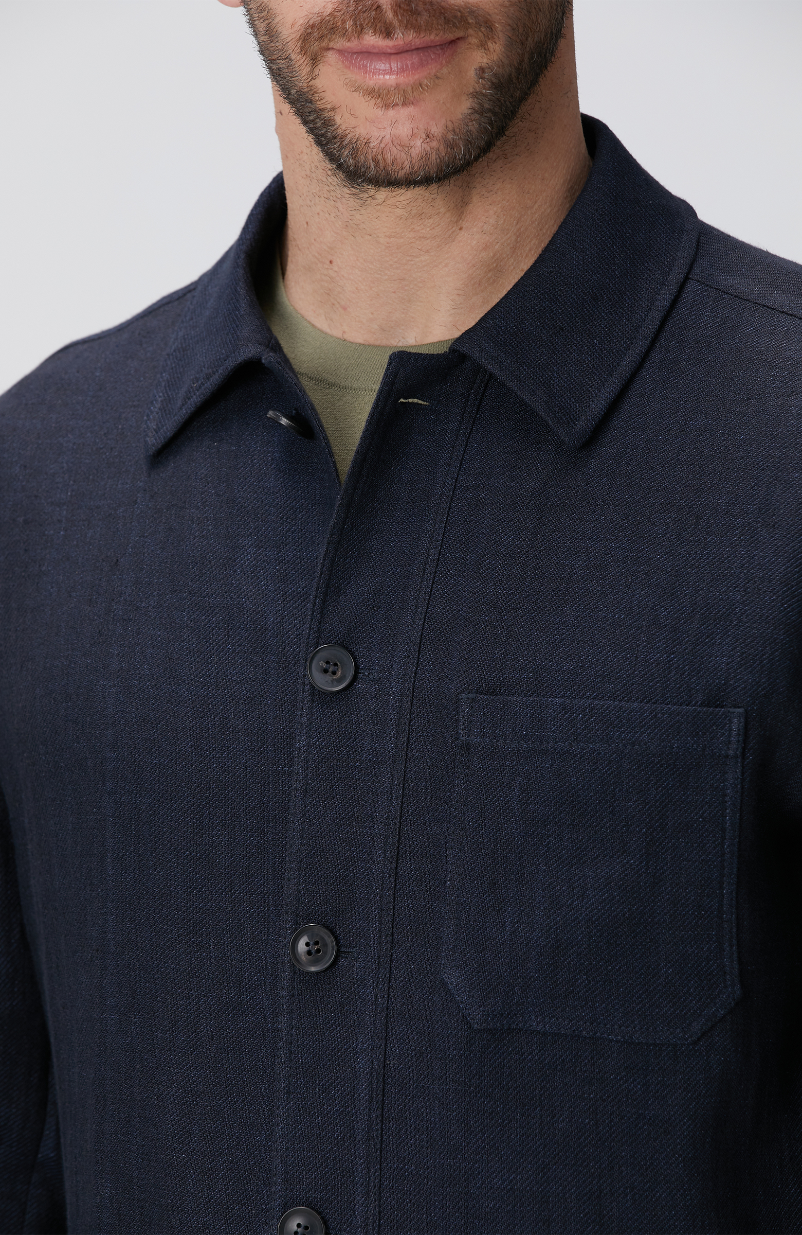 Lacivert Keten Karışımlı Ceket