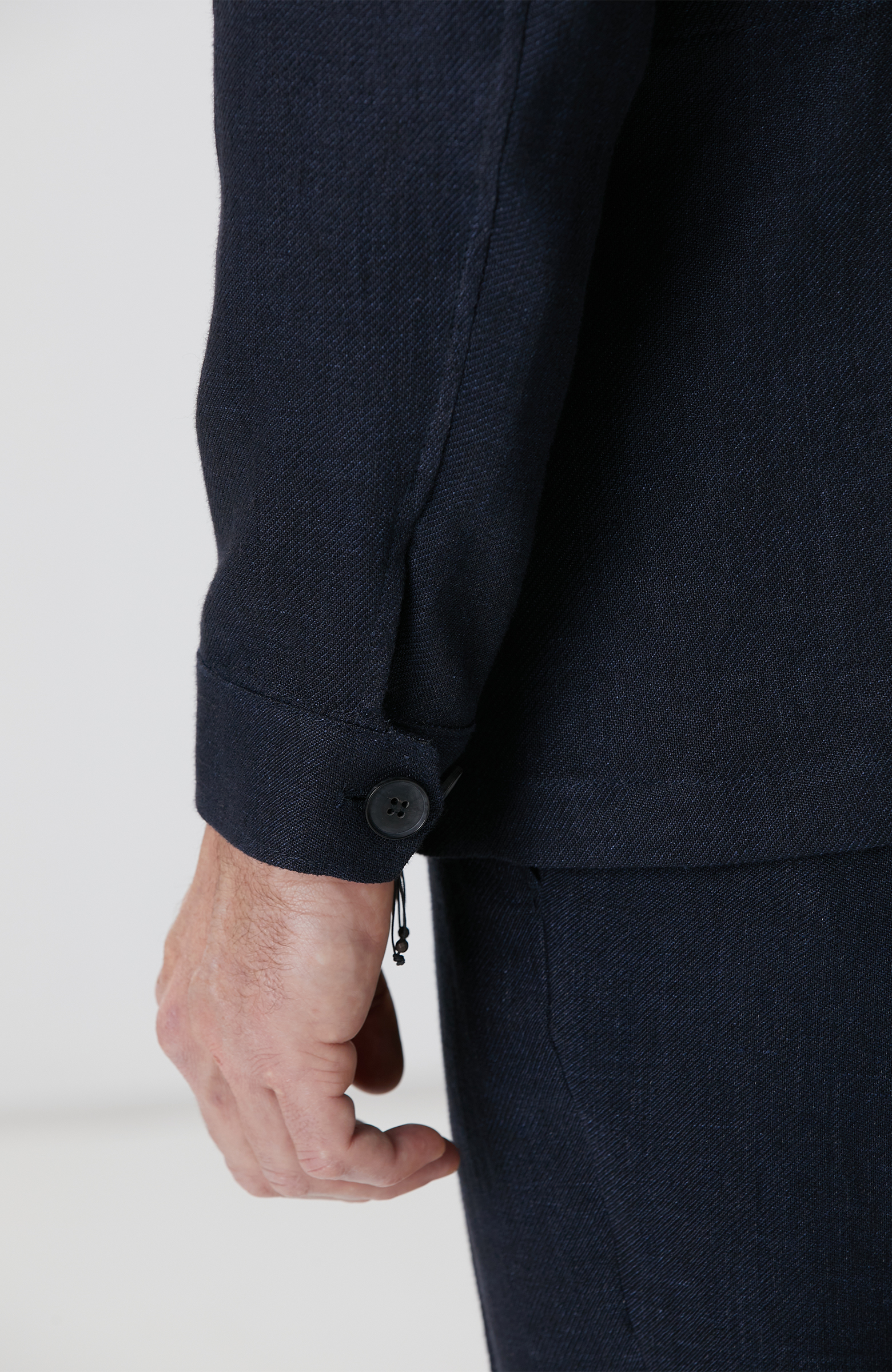 Lacivert Keten Karışımlı Ceket