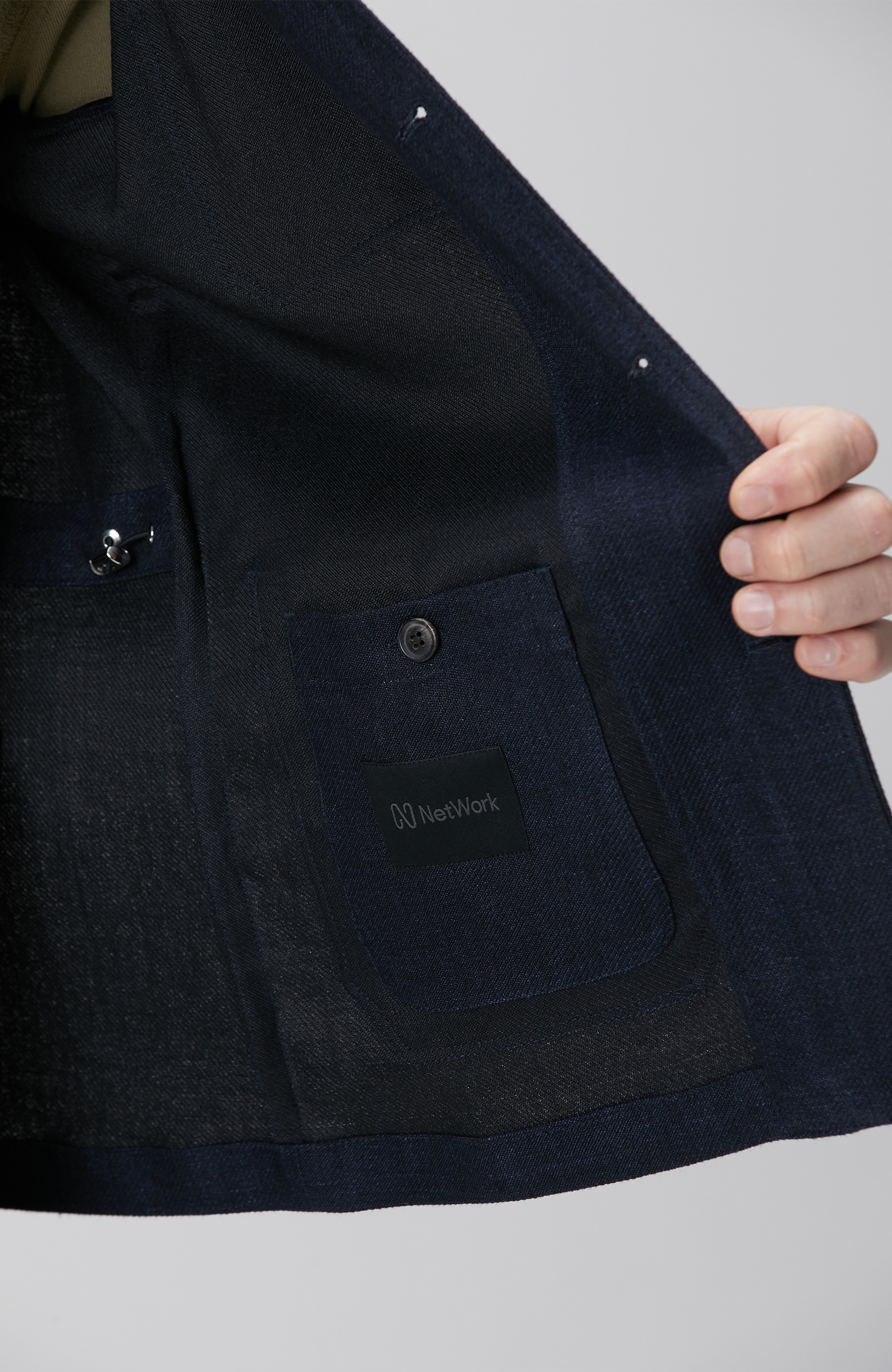 Lacivert Keten Karışımlı Ceket