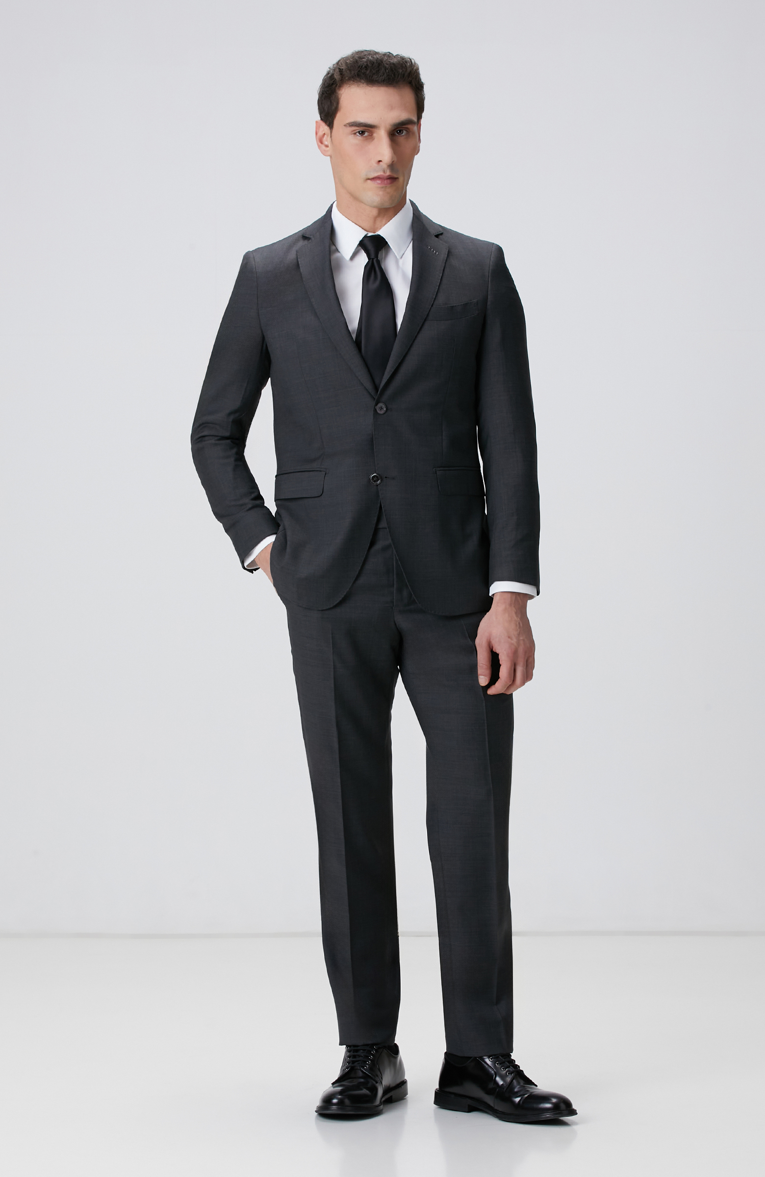 Antrasit Klasik Yün Takım Elbise