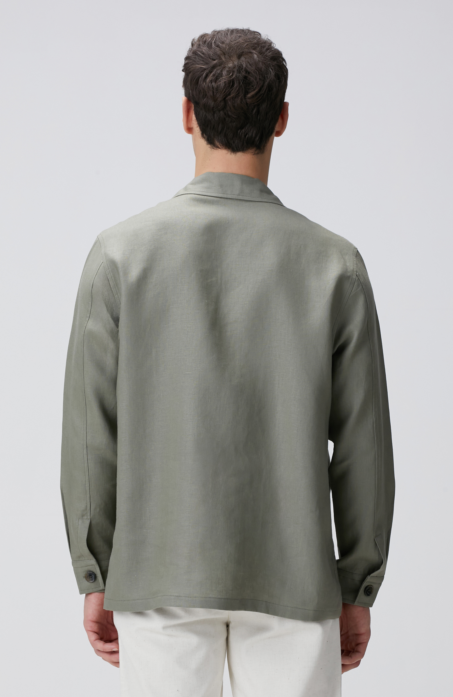 Haki Keten Dış Gömlek