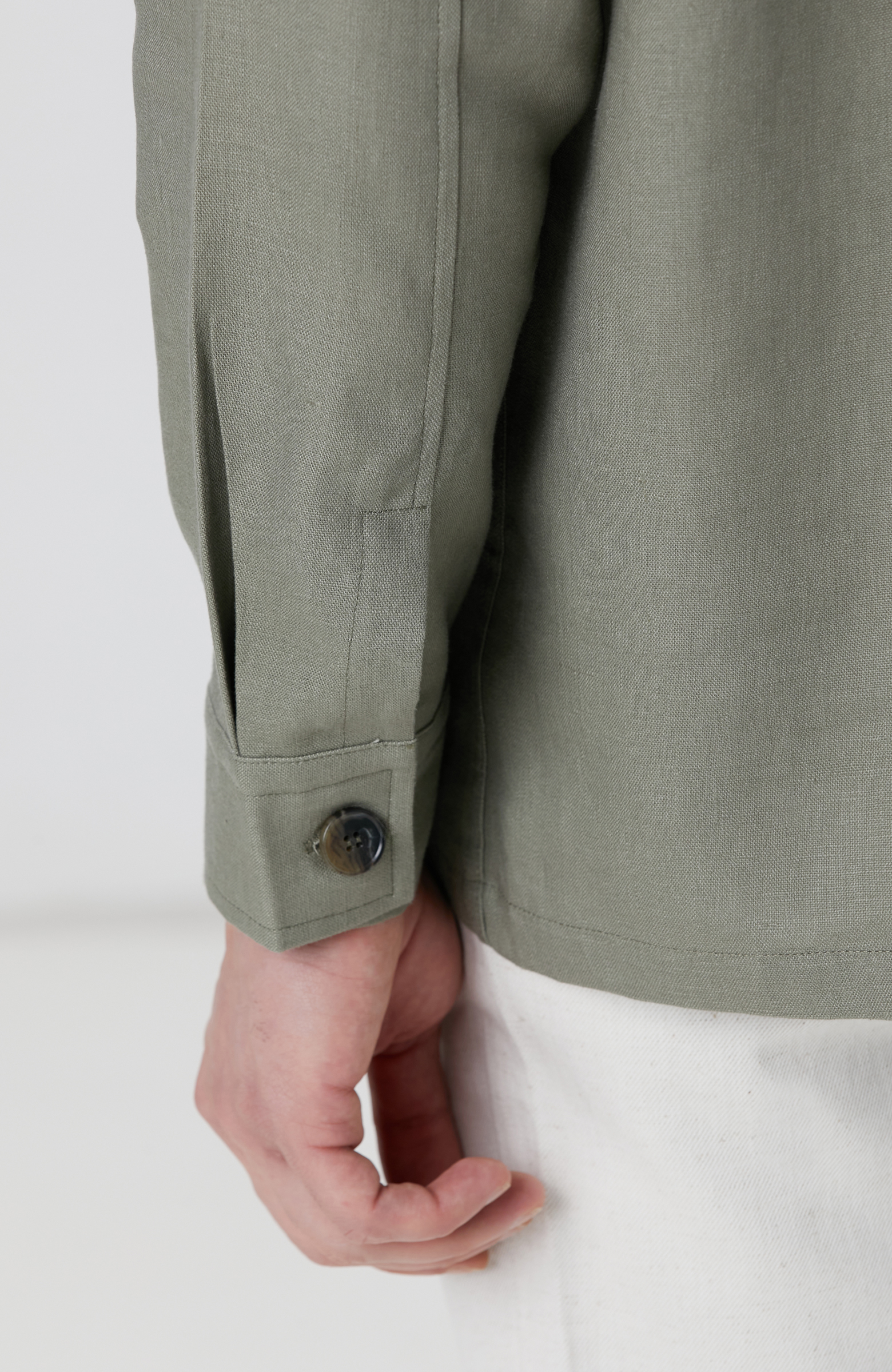 Haki Keten Dış Gömlek