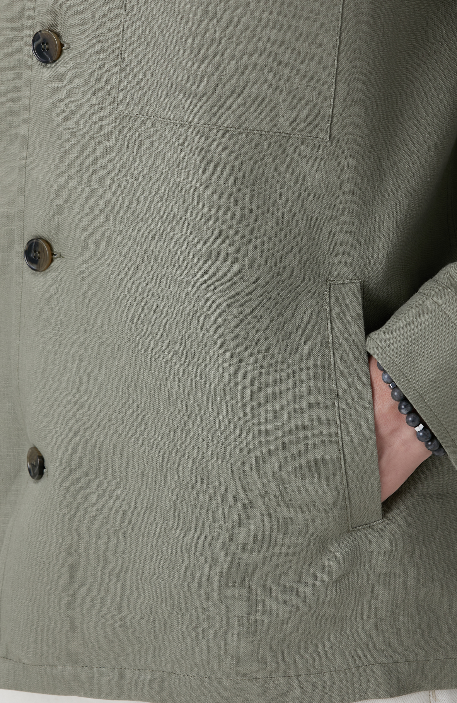 Haki Keten Dış Gömlek