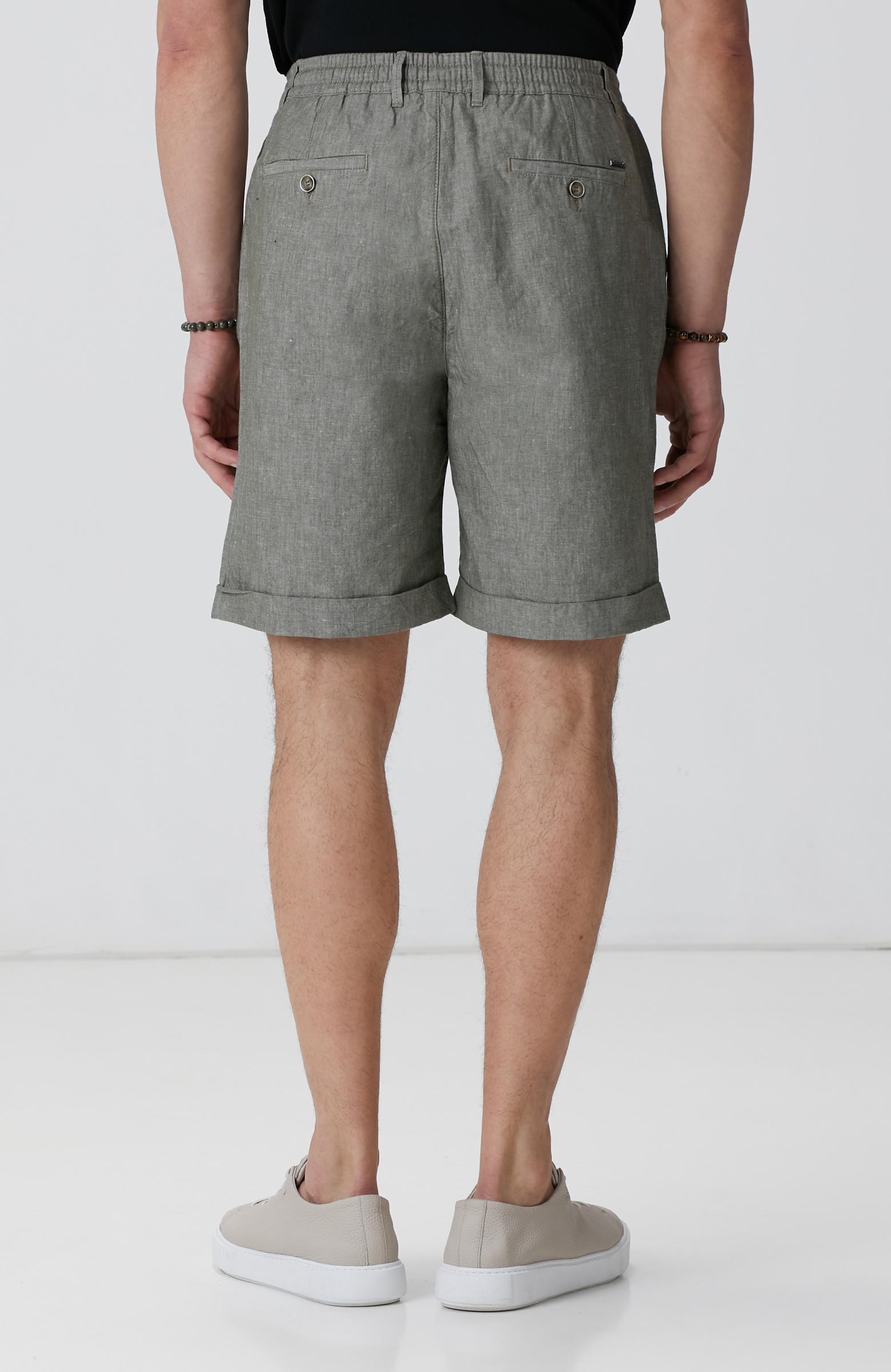 Haki Keten Karışımlı Şort