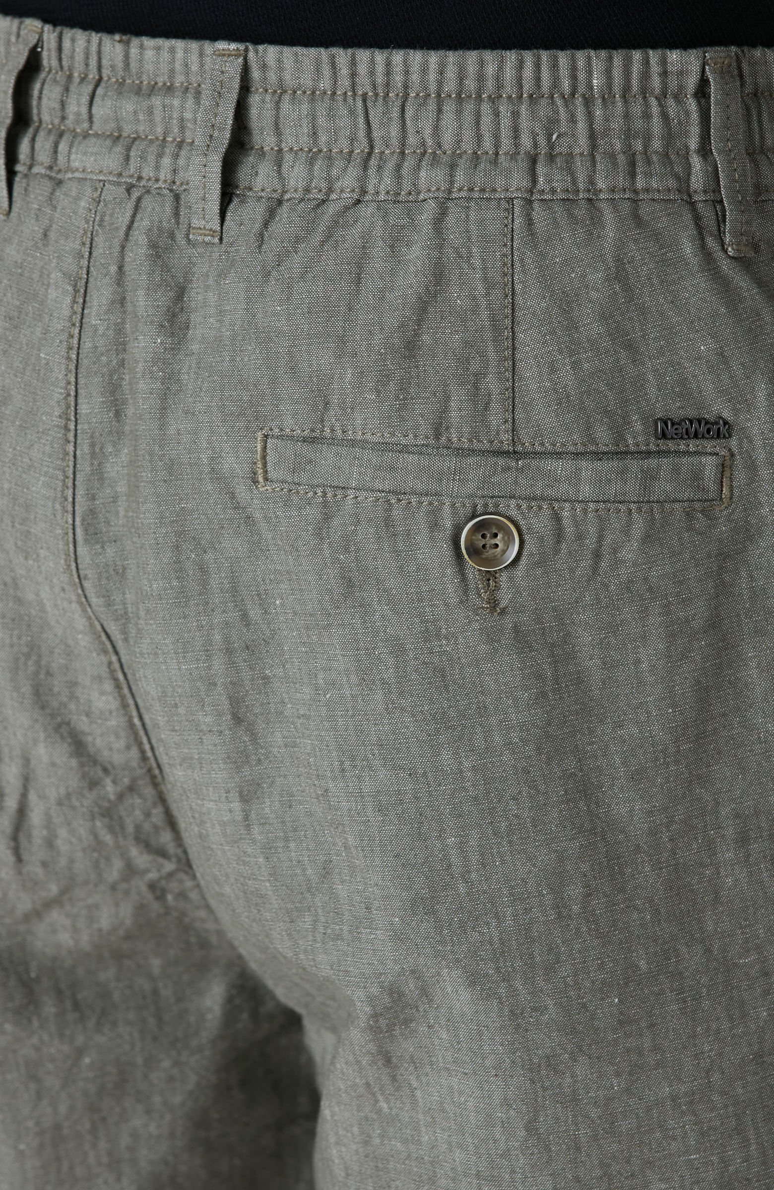 Haki Keten Karışımlı Şort