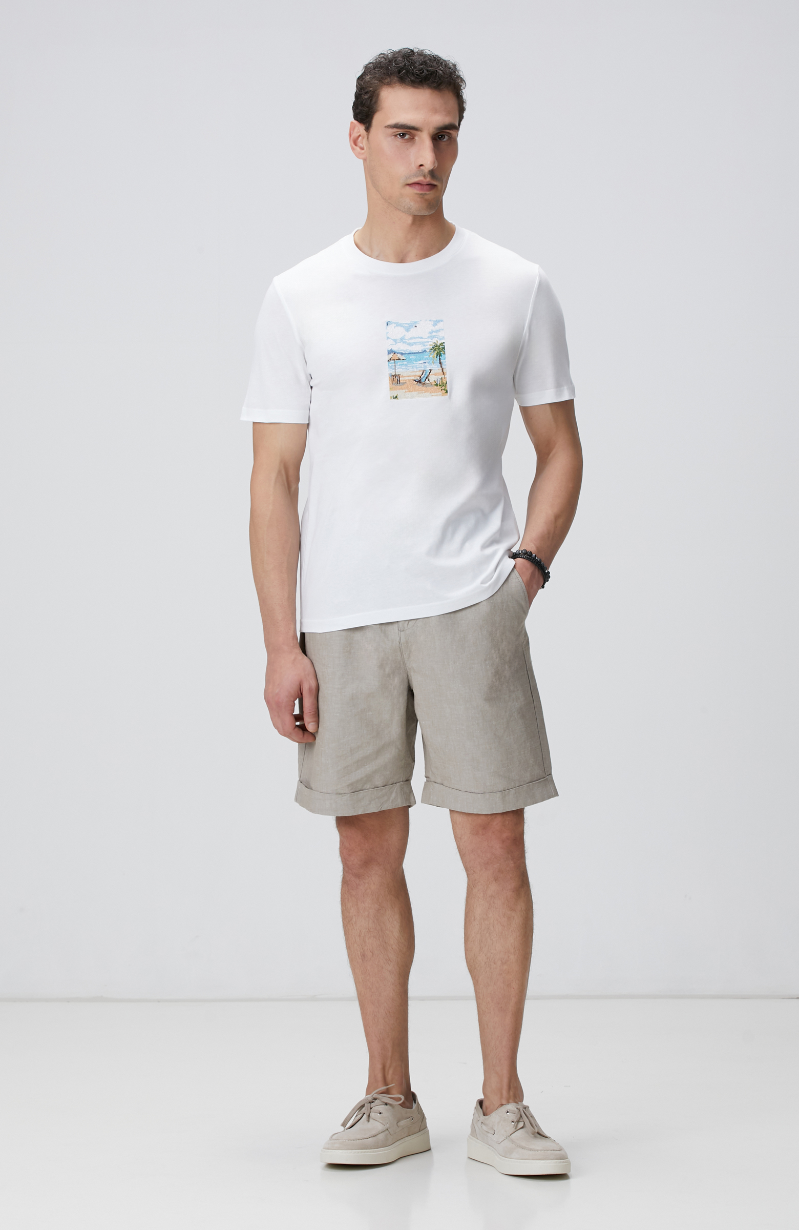 Vizon Keten Karışımlı Şort