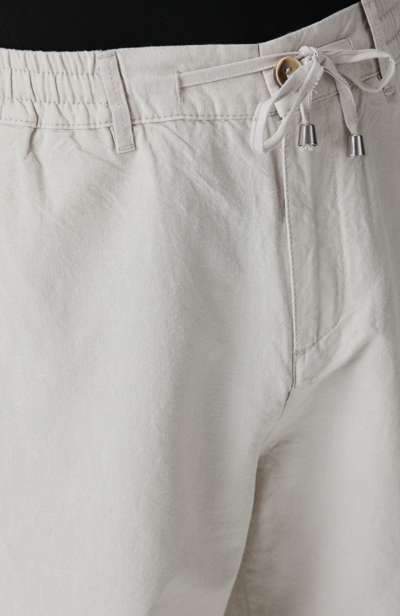 Bej Keten Karışımlı Şort