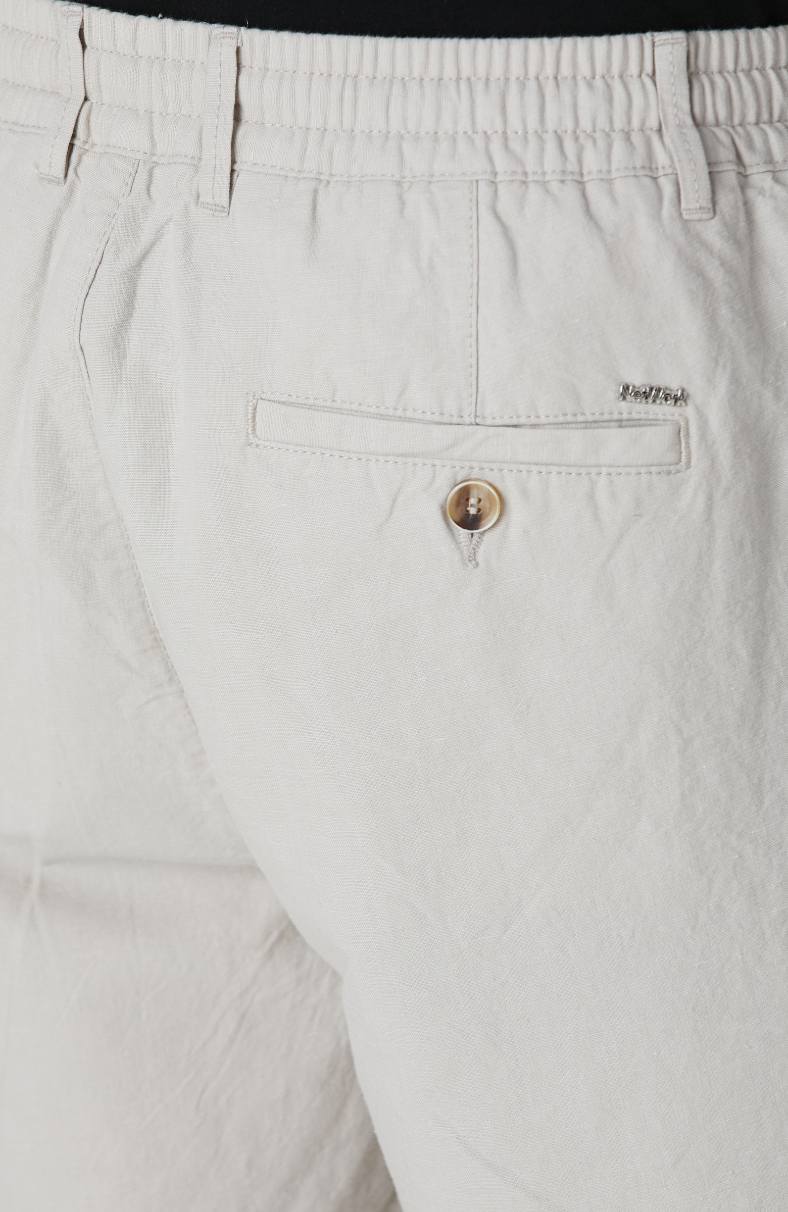 Bej Keten Karışımlı Şort