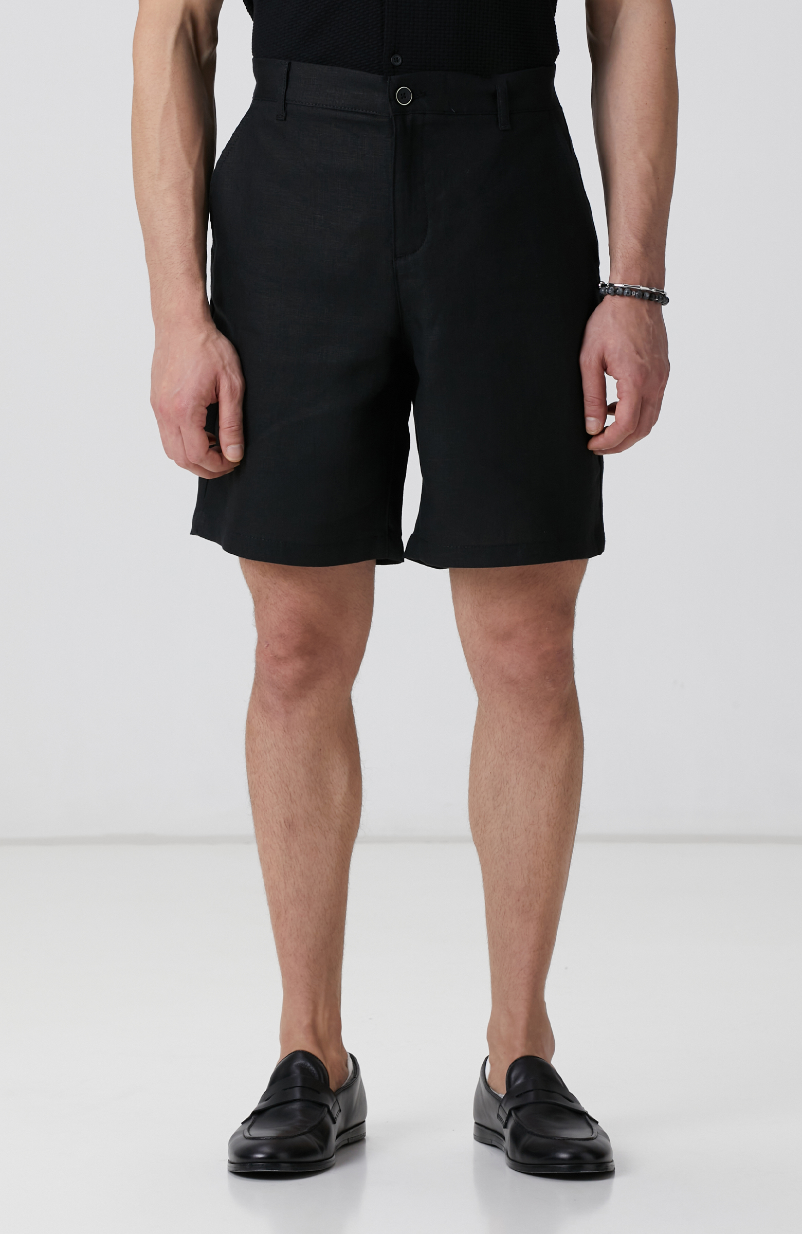 Siyah Keten Chino Şort