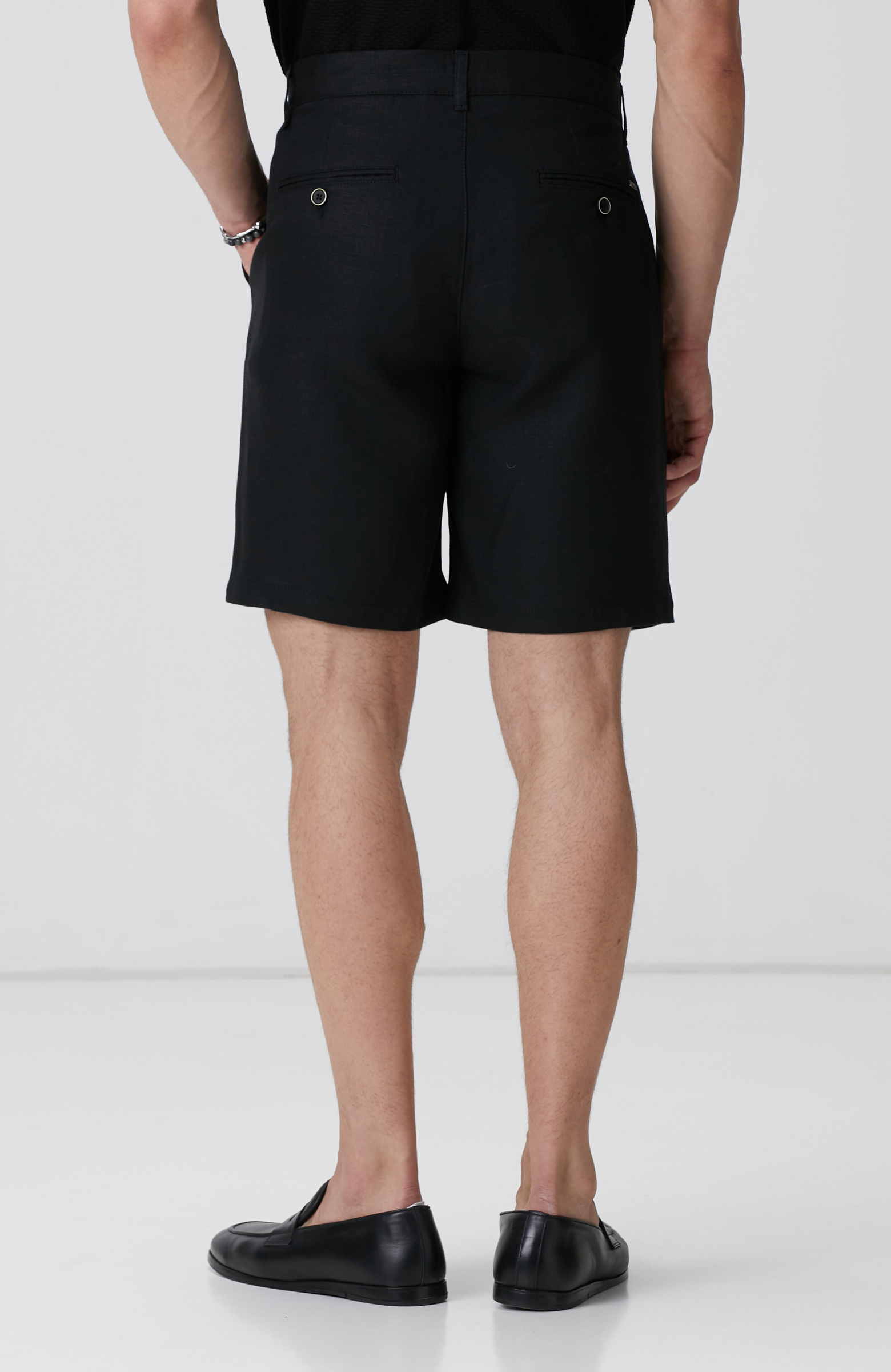 Siyah Keten Chino Şort