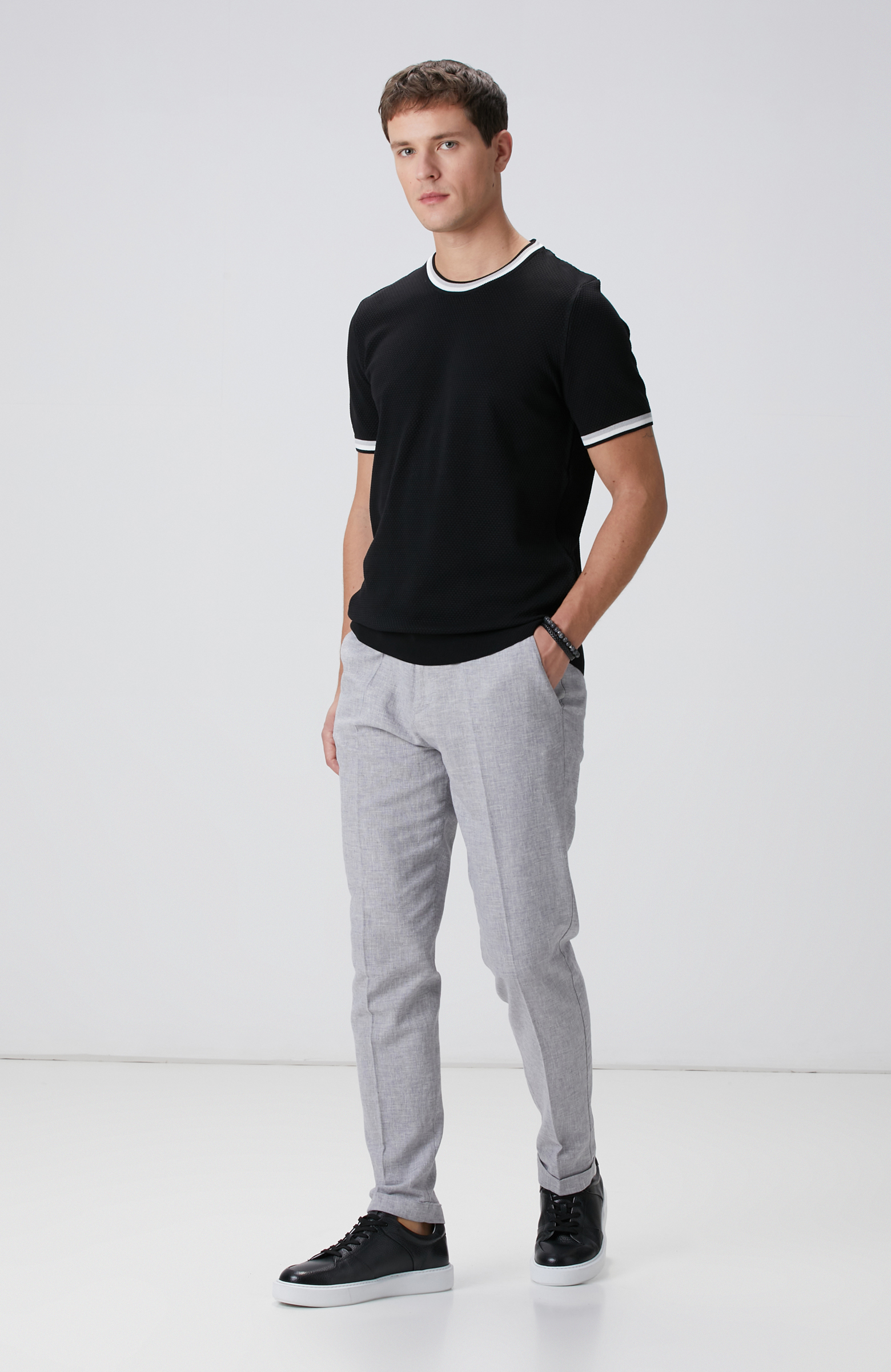 Gri Keten Karışımlı Pantolon