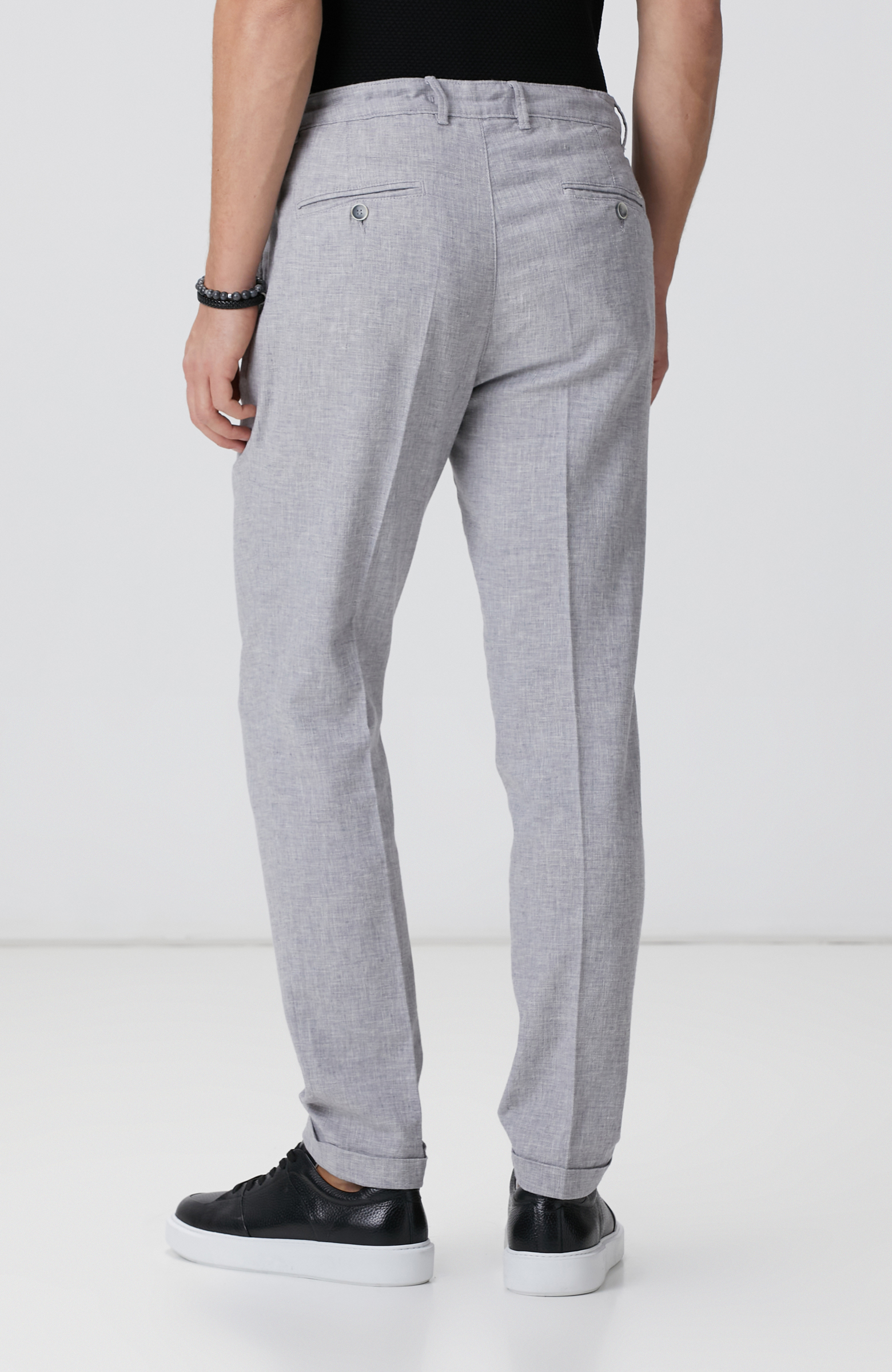 Gri Keten Karışımlı Pantolon