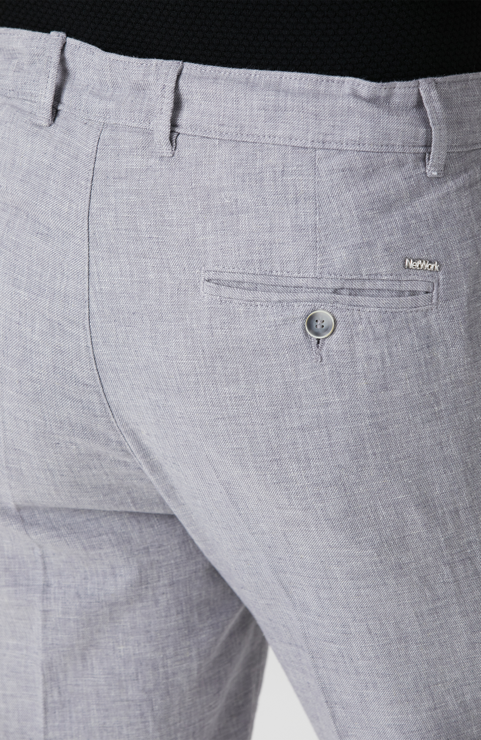 Gri Keten Karışımlı Pantolon