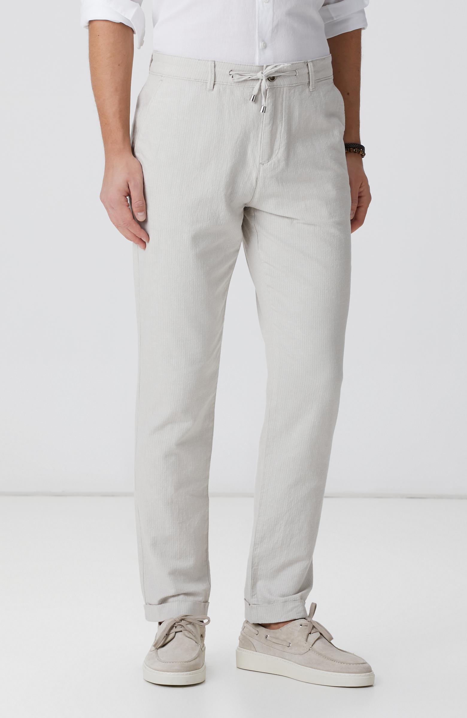 Bej Keten Karışımlı Pantolon